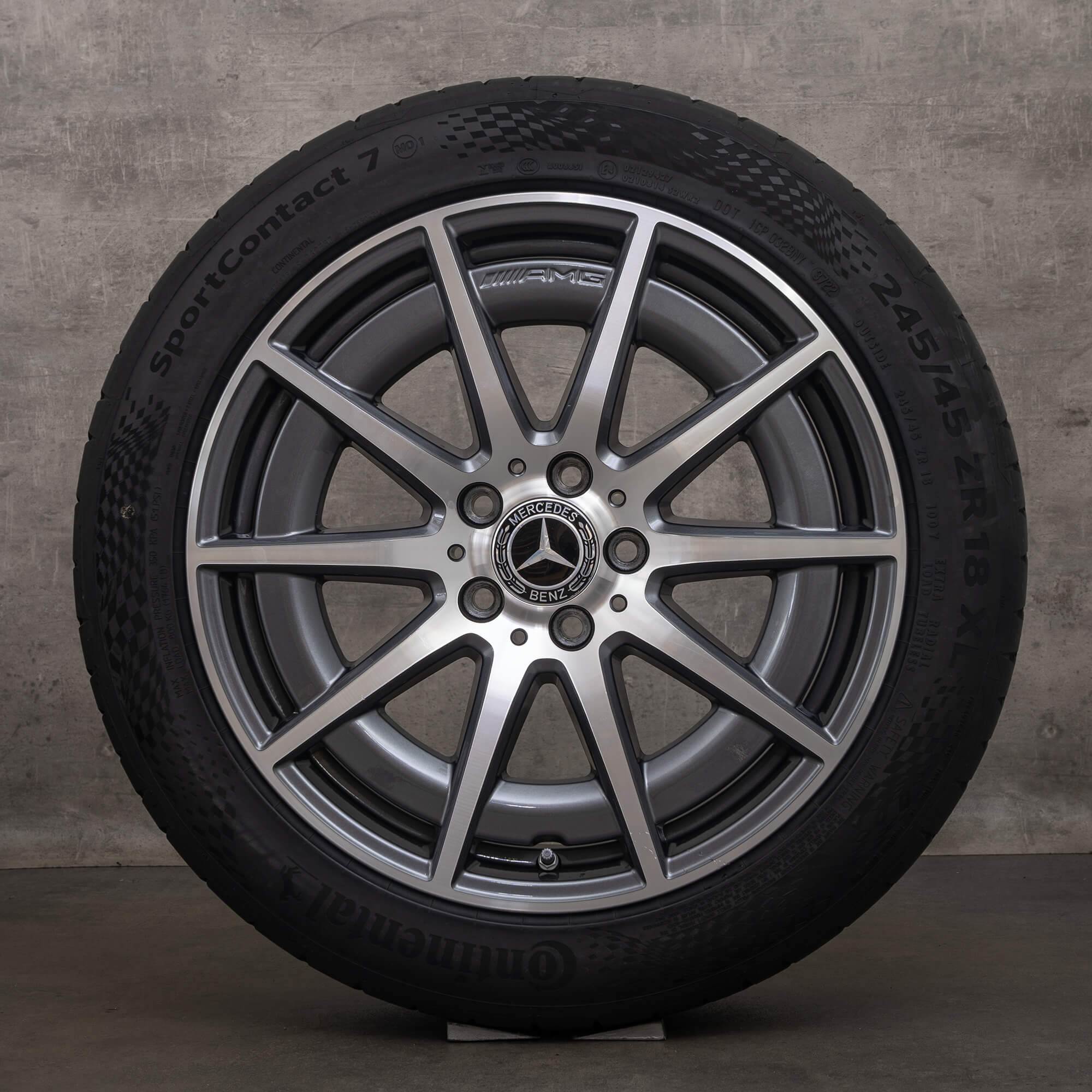 Original AMG Mercedes C Klasse C43 Felgen 18 Zoll W206 S206 Sommerreifen A2064012100 himalaya grey Sommerräder