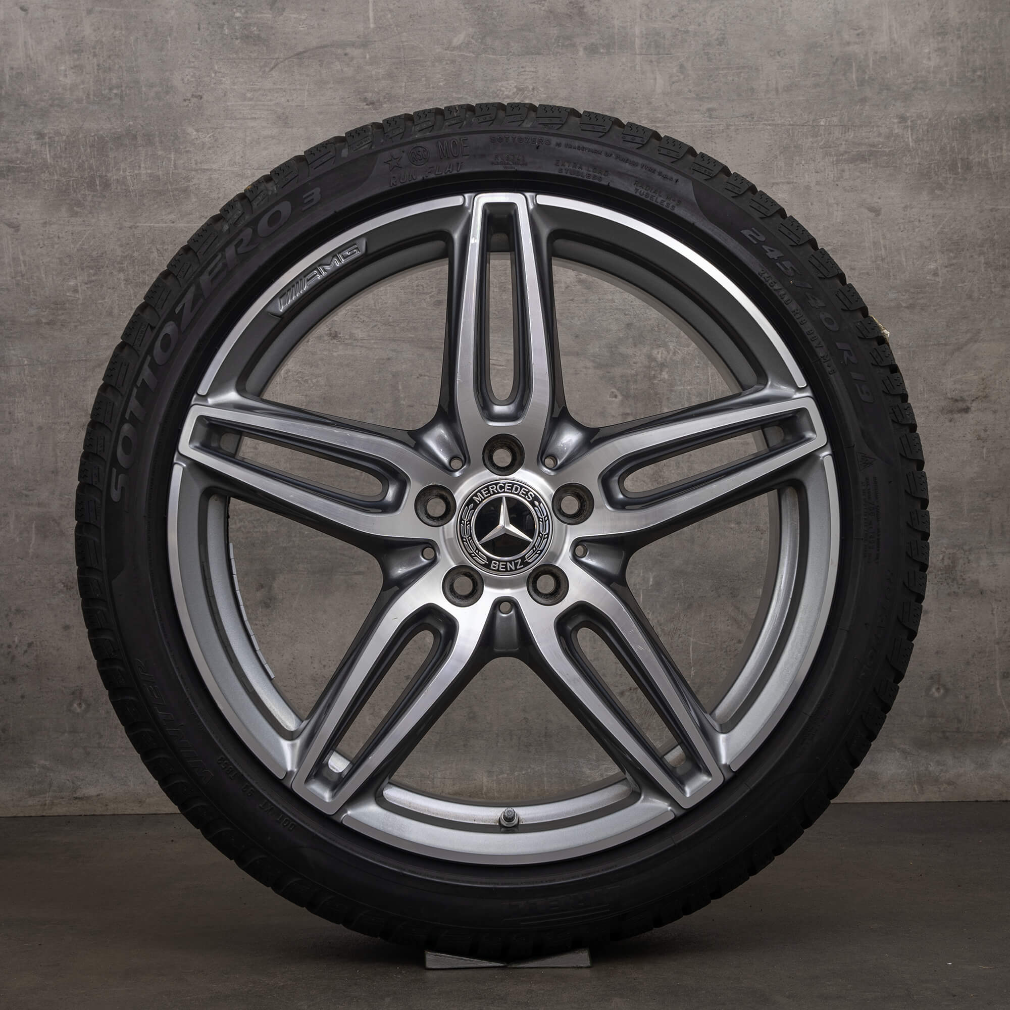Original Mercedes Benz E-Klasse AMG Winterräder 19 Zoll W213 S213 C238 A238 Felgen A2134012000 himalaya grey glanzgedreht