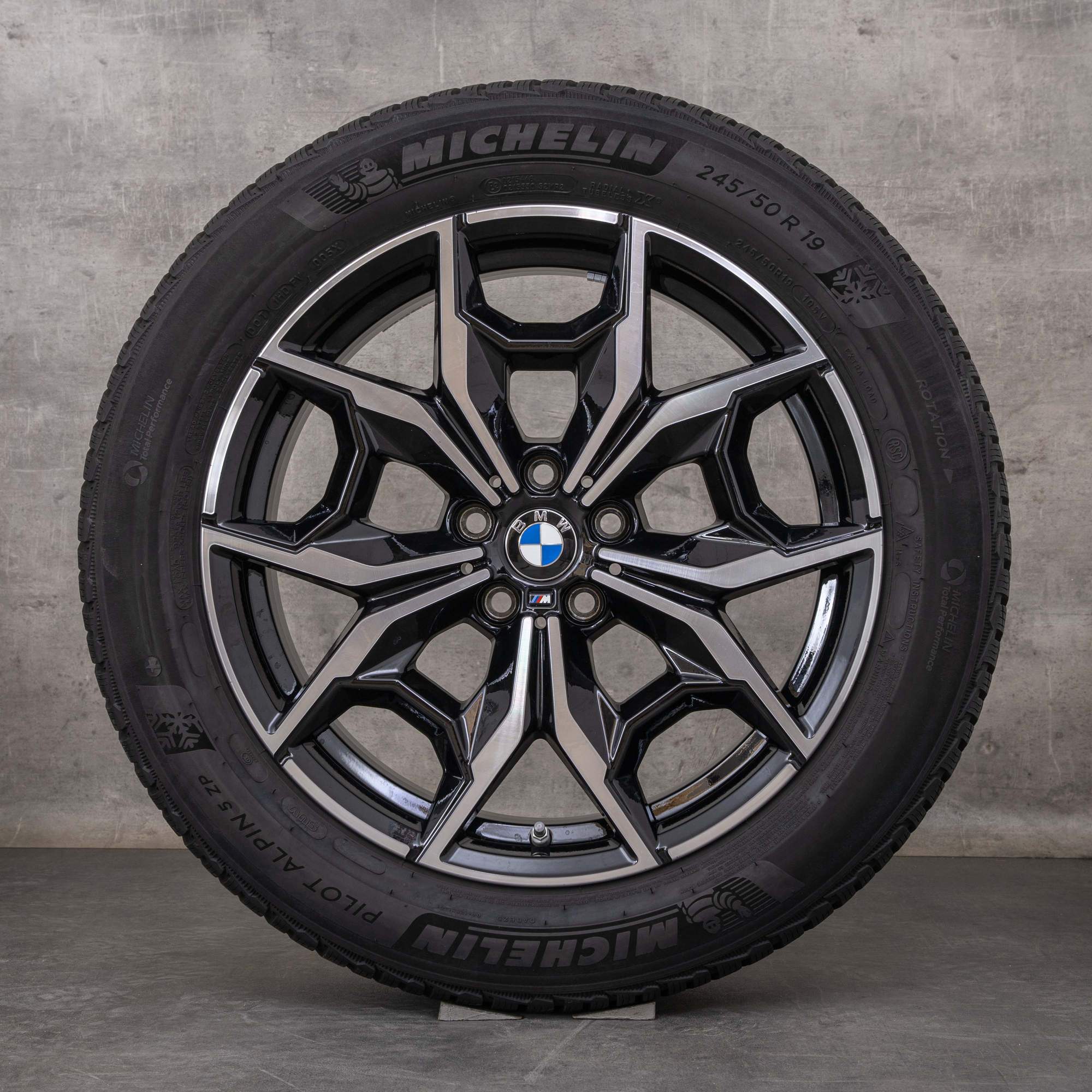 Oryginalał BMW X3 X4 koła zimowe 19 cali G01 G02 felgi stylizacja 887 M 7916263 czarny polerowane toczone
