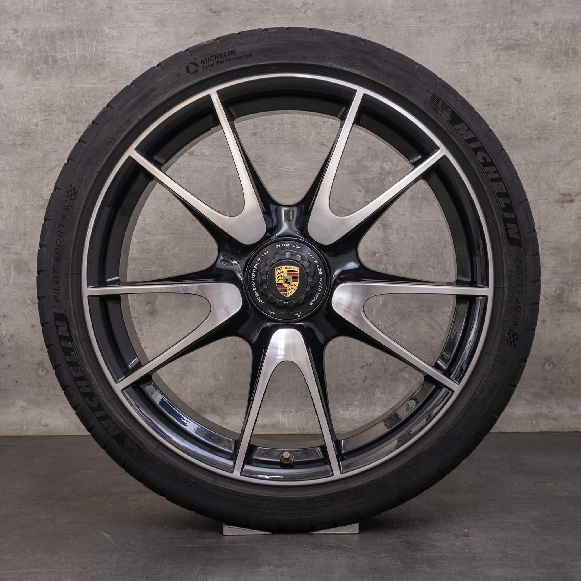 Originele Porsche 911 velgen 19 inch 997 GT3 zomerwielen 99736215795 99736216591 zwart glanzend gedraaid