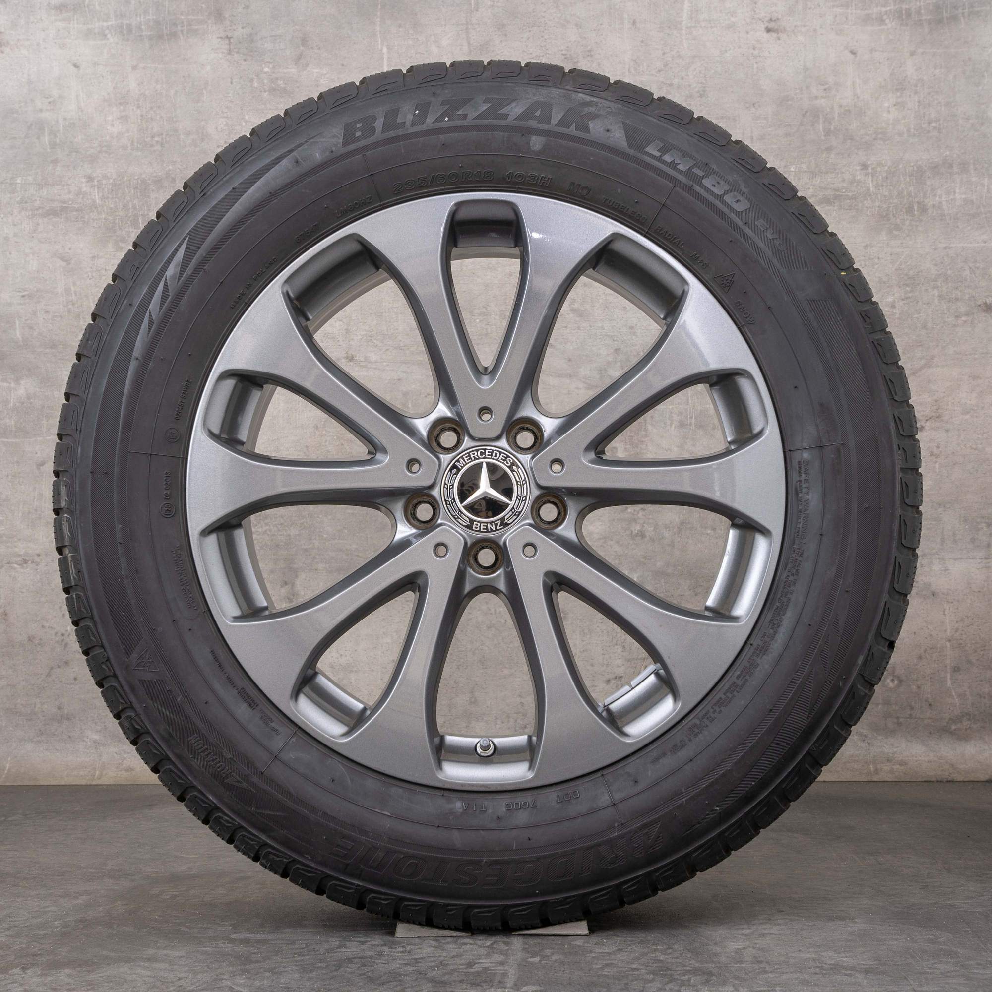 Oryginalne koła zimowe Mercedes Benz GLC 18 cali X253 C253 Felgi A2534011500 himalaya szary błyszczący