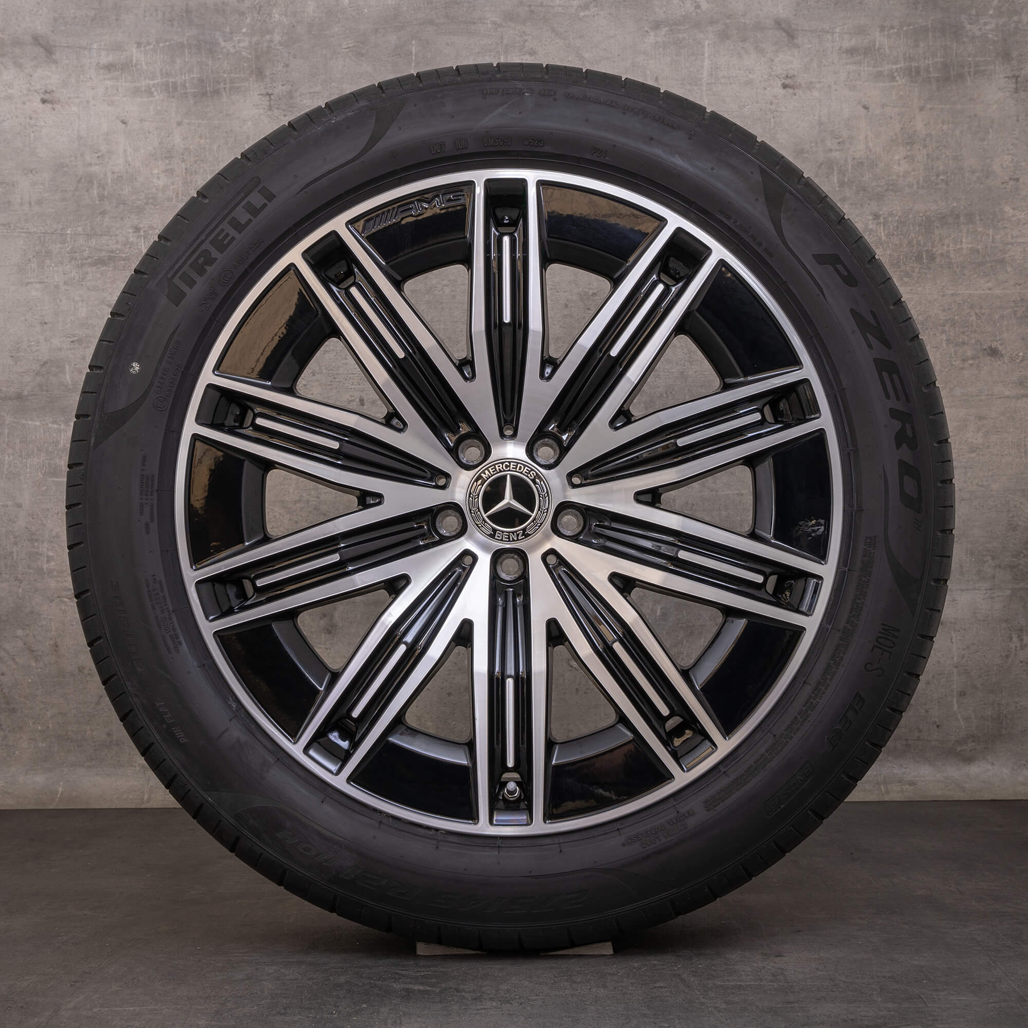Oryginalne felgi Mercedes Benz EQS AMG 21 cali X296 letnie koła A2964011600 czarne polerowane toczone