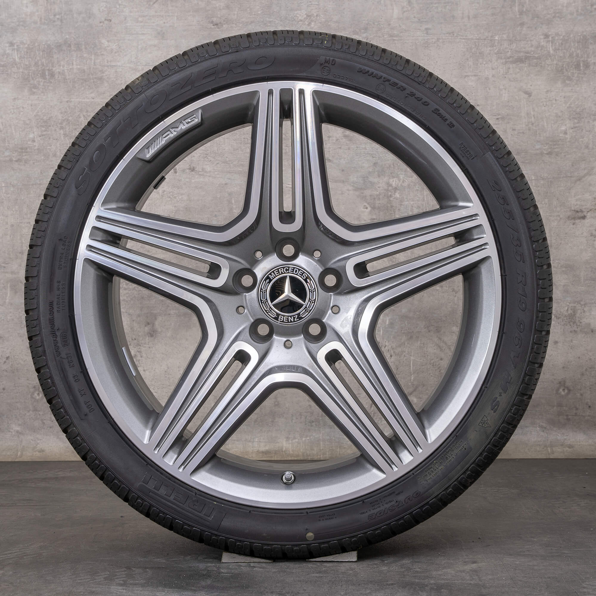 Originali Mercedes Benz SL 63 & 65 AMG cerchi con gomme invernali da 19 pollici R231 W231 auto A2314010000 A2314011902 grigio himalaya lucido tornito