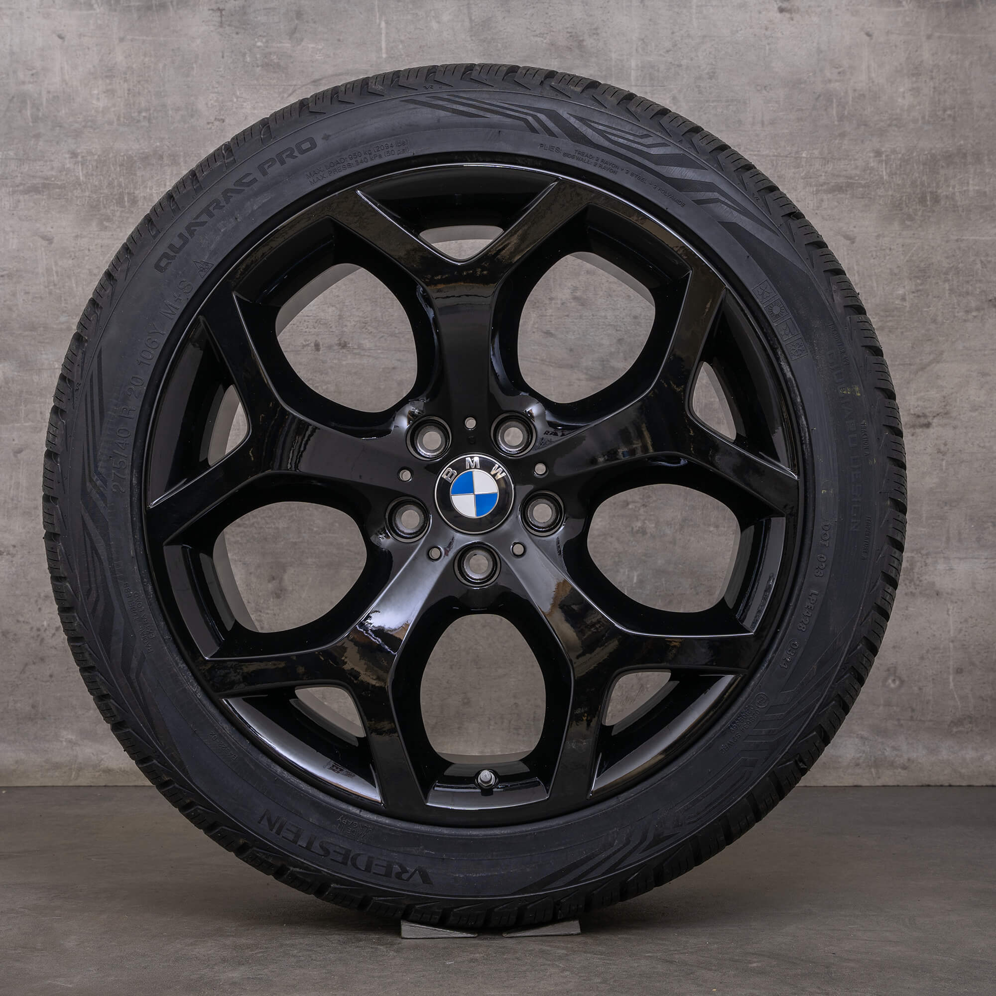 Original BMW X5 X6 llantas de 20 pulgadas E70 F15 F16 neumáticos para todo tipo clima estilo 214 6772249 6772250 negro alto brillo