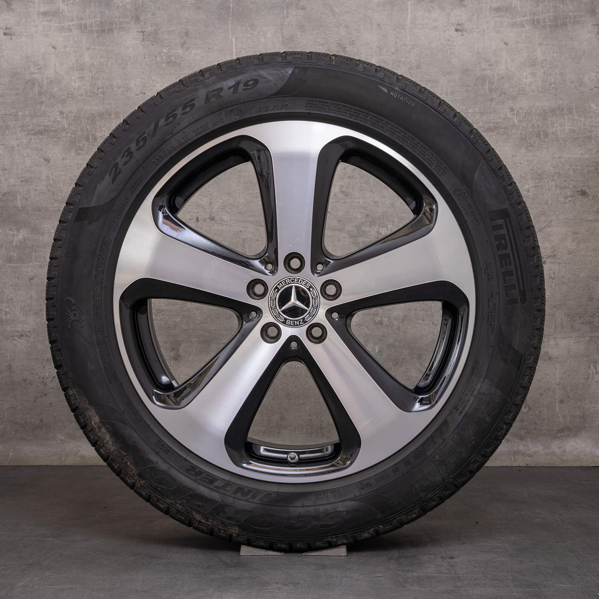 Orijinal Mercedes Benz GLC & 43 Winterrder 19 inç X253 C253 jantlar A2534011000 siyah parlak tornalanmış