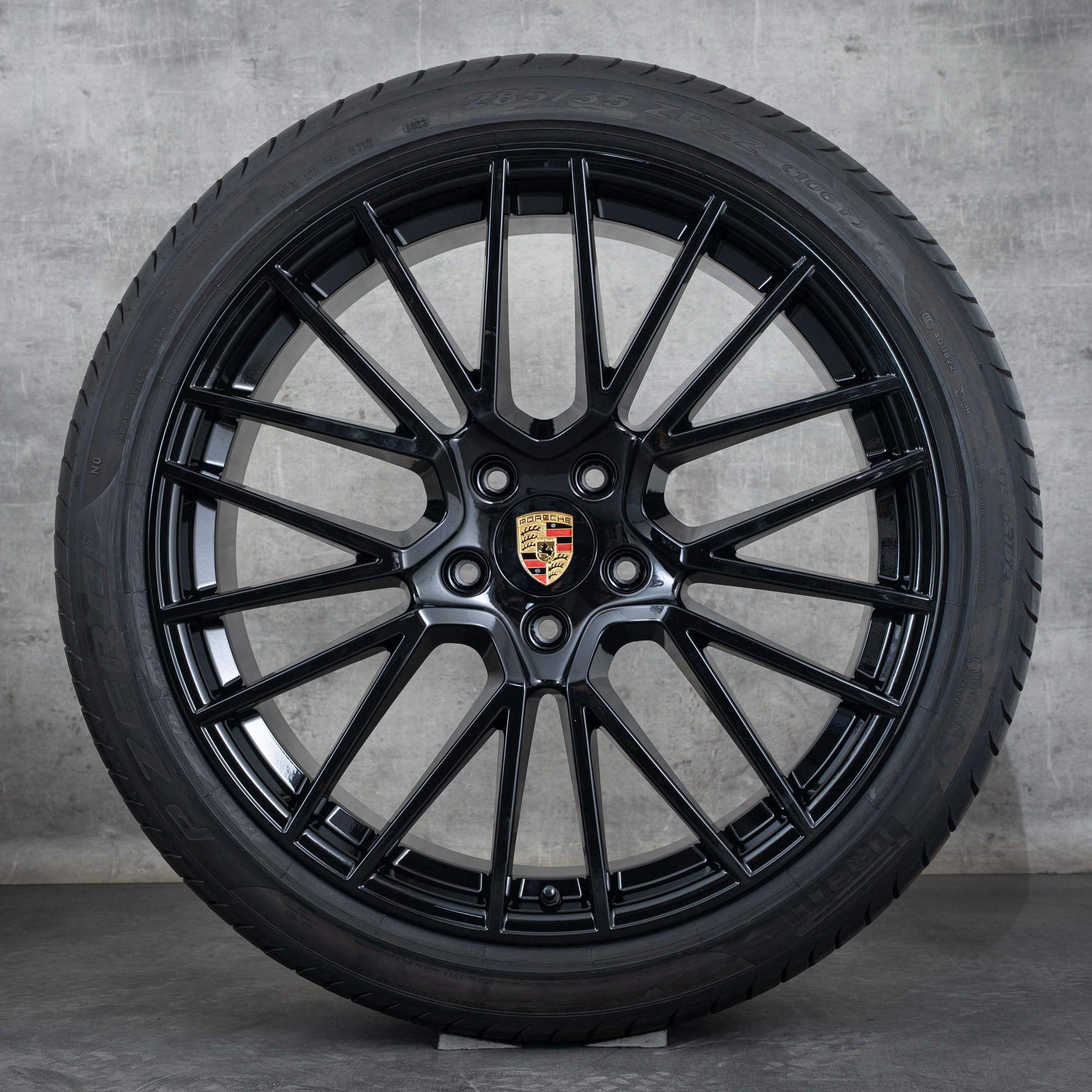 Oryginalne felgi Porsche Cayenne Coupe 22 cale 9YA E3 letnie koła 9Y3601025AL 9Y3601025AM RS Spyder czarne błyszczące