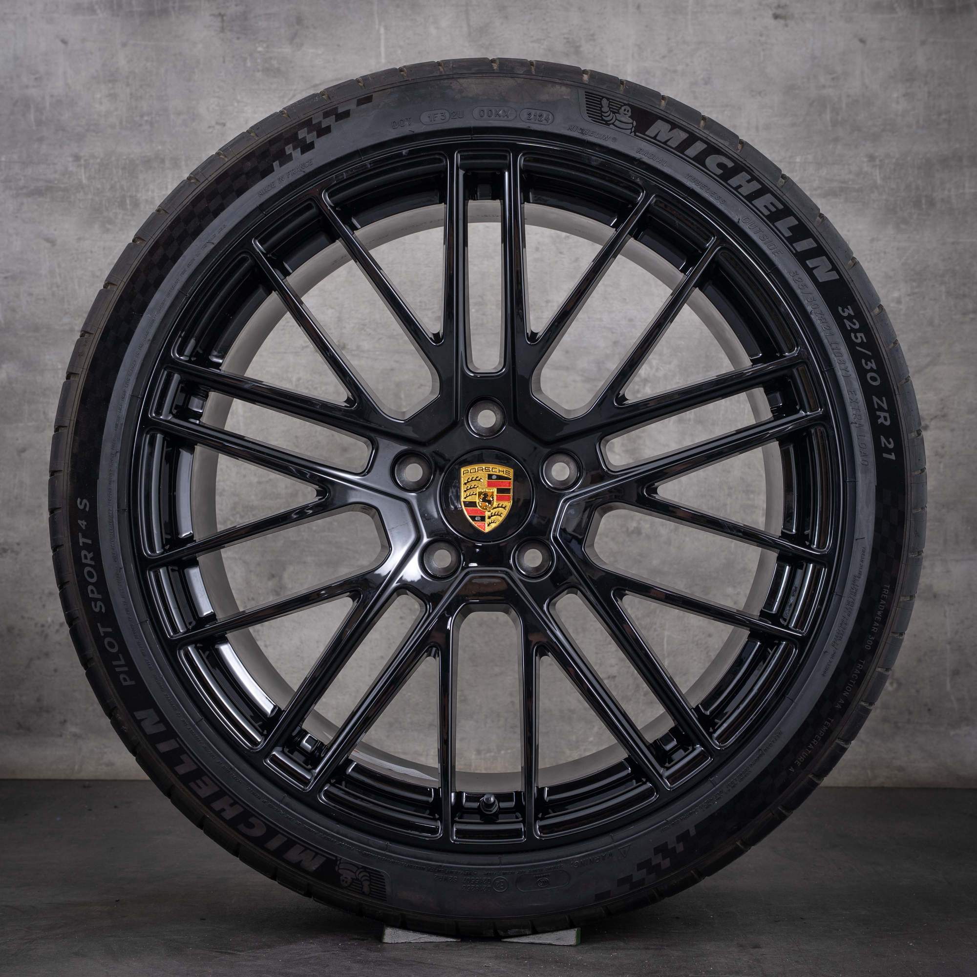 Alkuperäiset Porsche Panamera 971 -vanteet 21 tuumaa G2-kesärenkaat 971601025AL 971601025AN 911 Turbo -malli kiiltävä musta