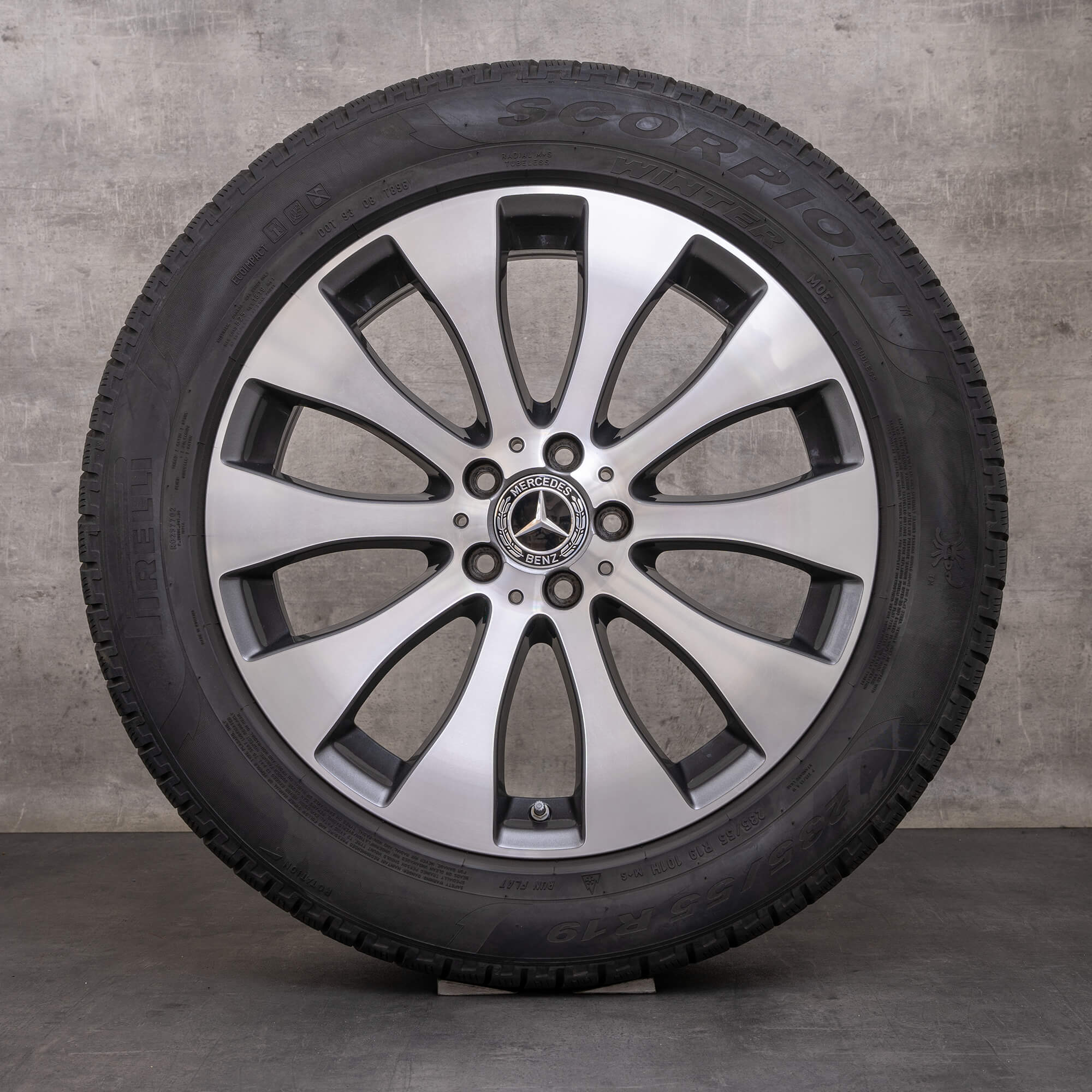 Oryginał Mercedes Benz GLC & 43 koła zimowe 19 cali X253 C253 felgi A2534012200 himalaya szary polerowane