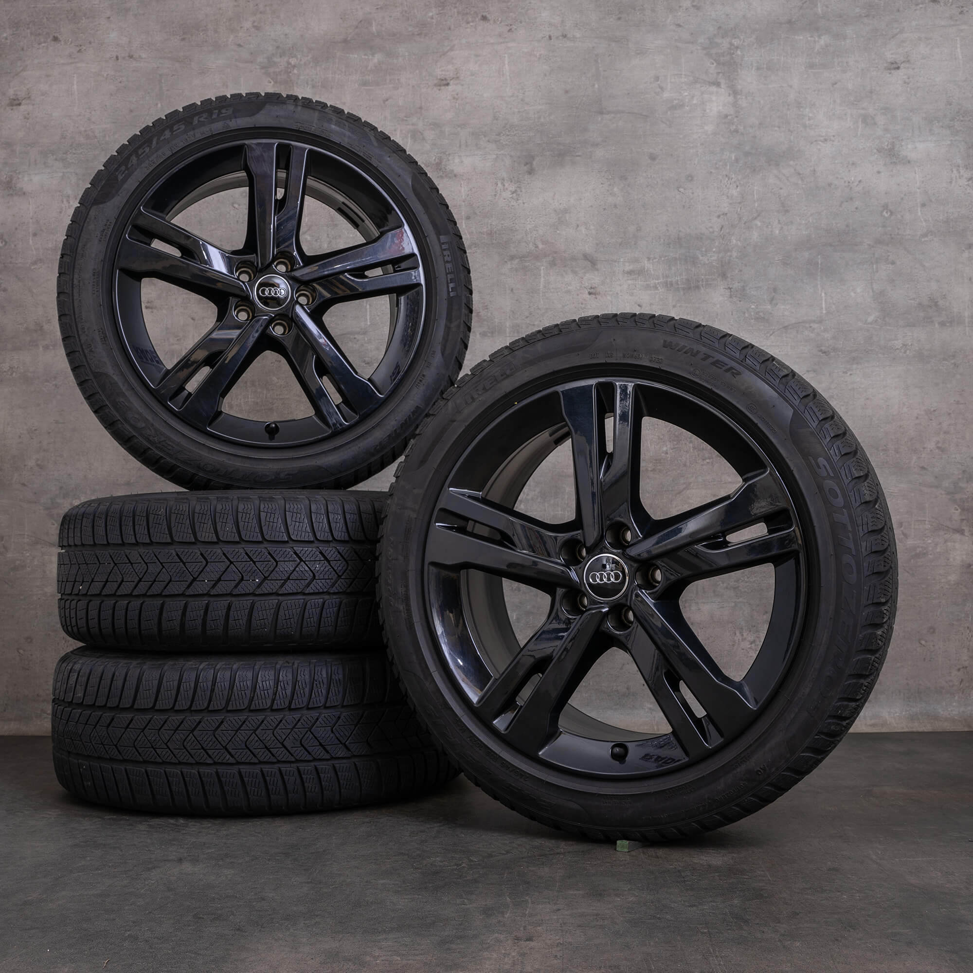 Original Audi A6 S6 jante vară 19 inch 4K C8 4K0071499 Ramus negru lucios