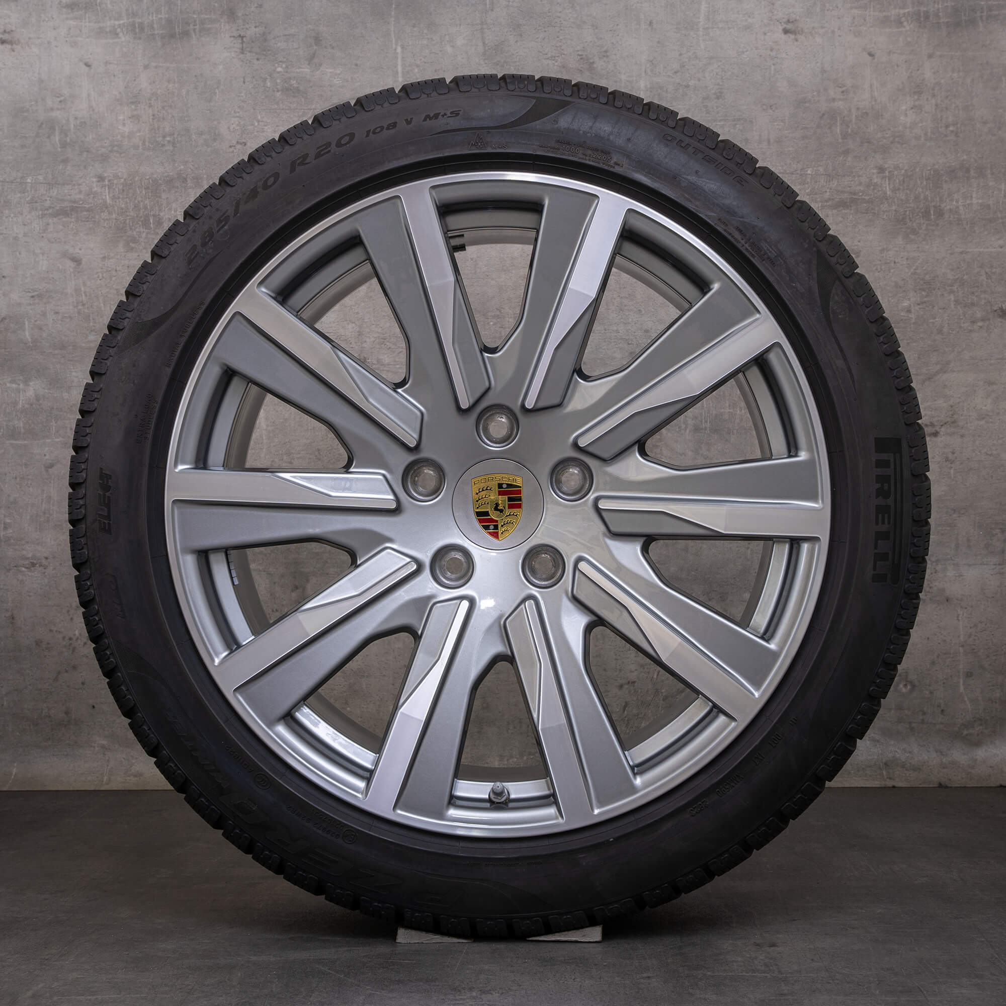 Oryginalne koła zimowe Porsche Taycan 20 cali 9J1 felgi 9J1601025CT 9J1601025DA platynowe srebrne polerowane