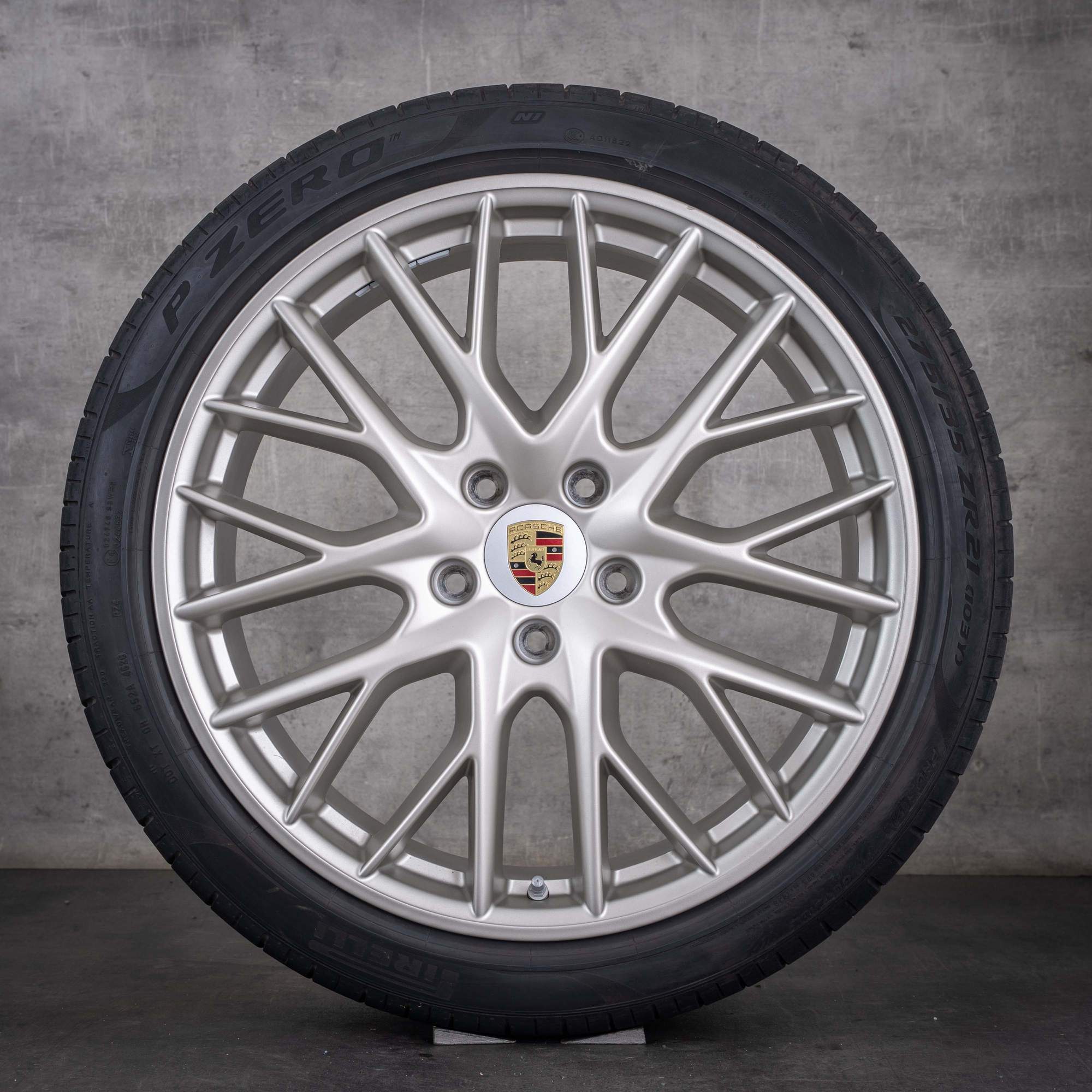 Originale Porsche Panamera vinterhjul 21 tommer 971 G2 fælge 971601025D 971698025A mat sølv