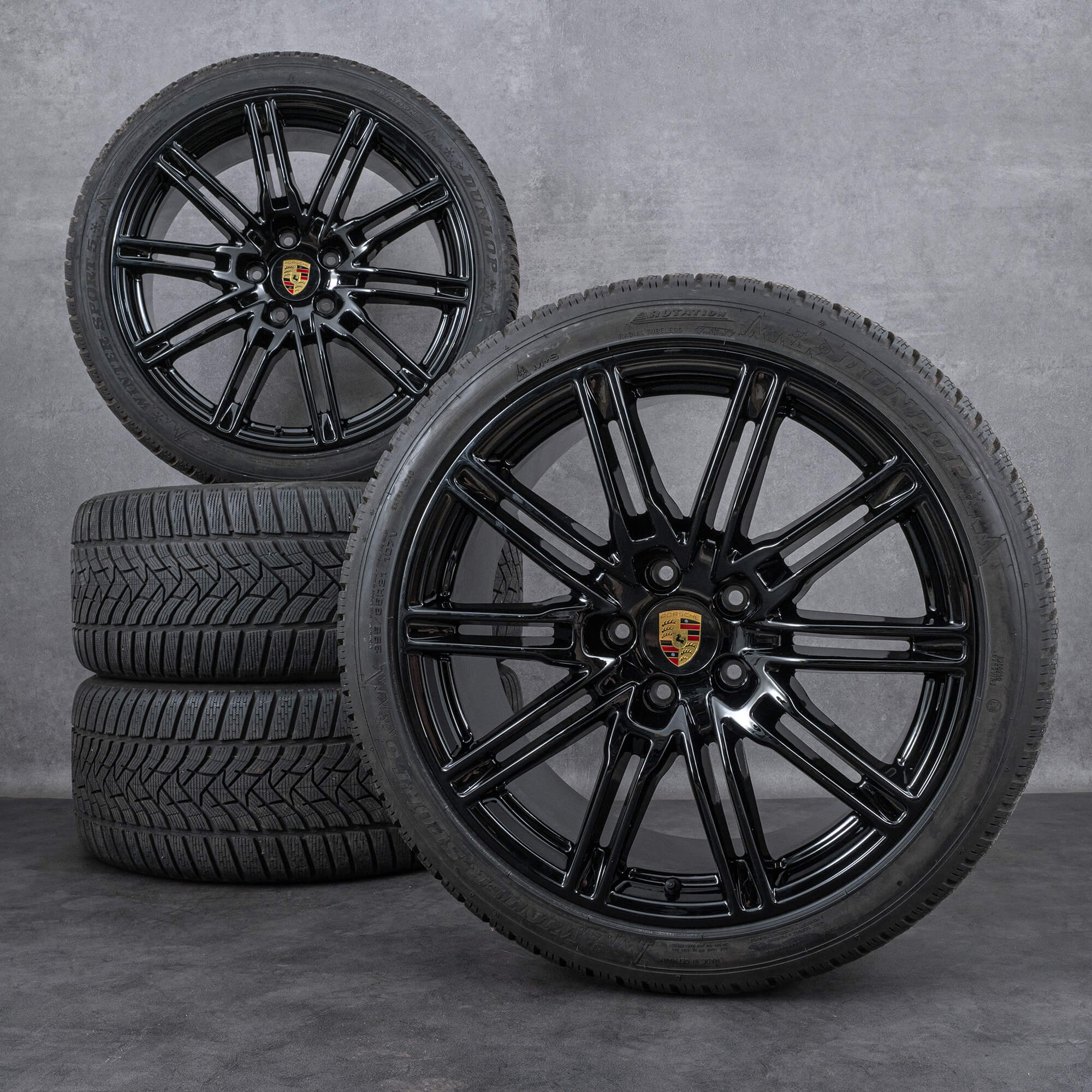 OEM Porsche Cayenne snow tire packages 21 inch 958 rims 7P5601025BF black gloss NEW