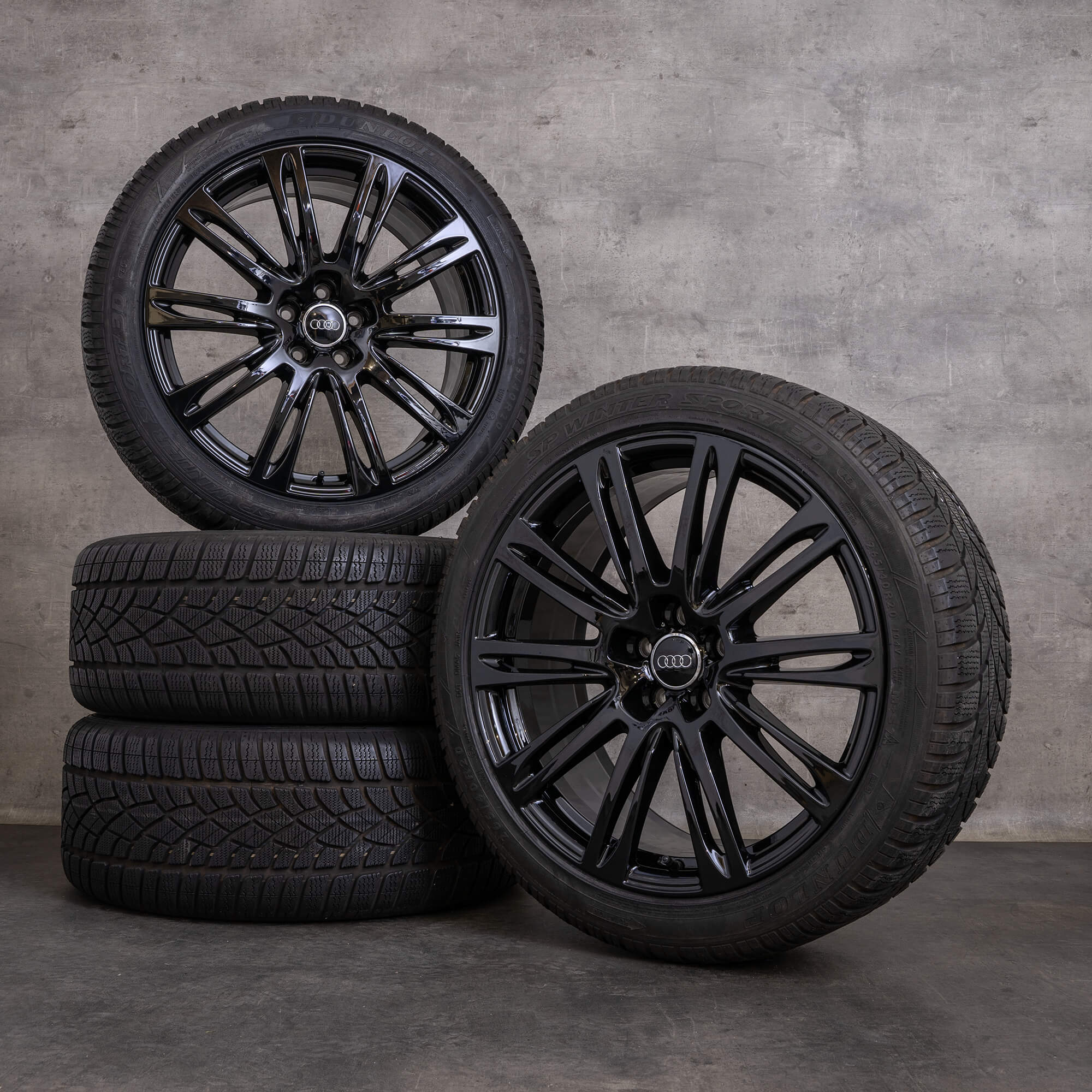 Originali Audi A8 S8 cerchi con gomme invernali da 20 pollici 4H D4 auto 4H0601025AG nero lucido