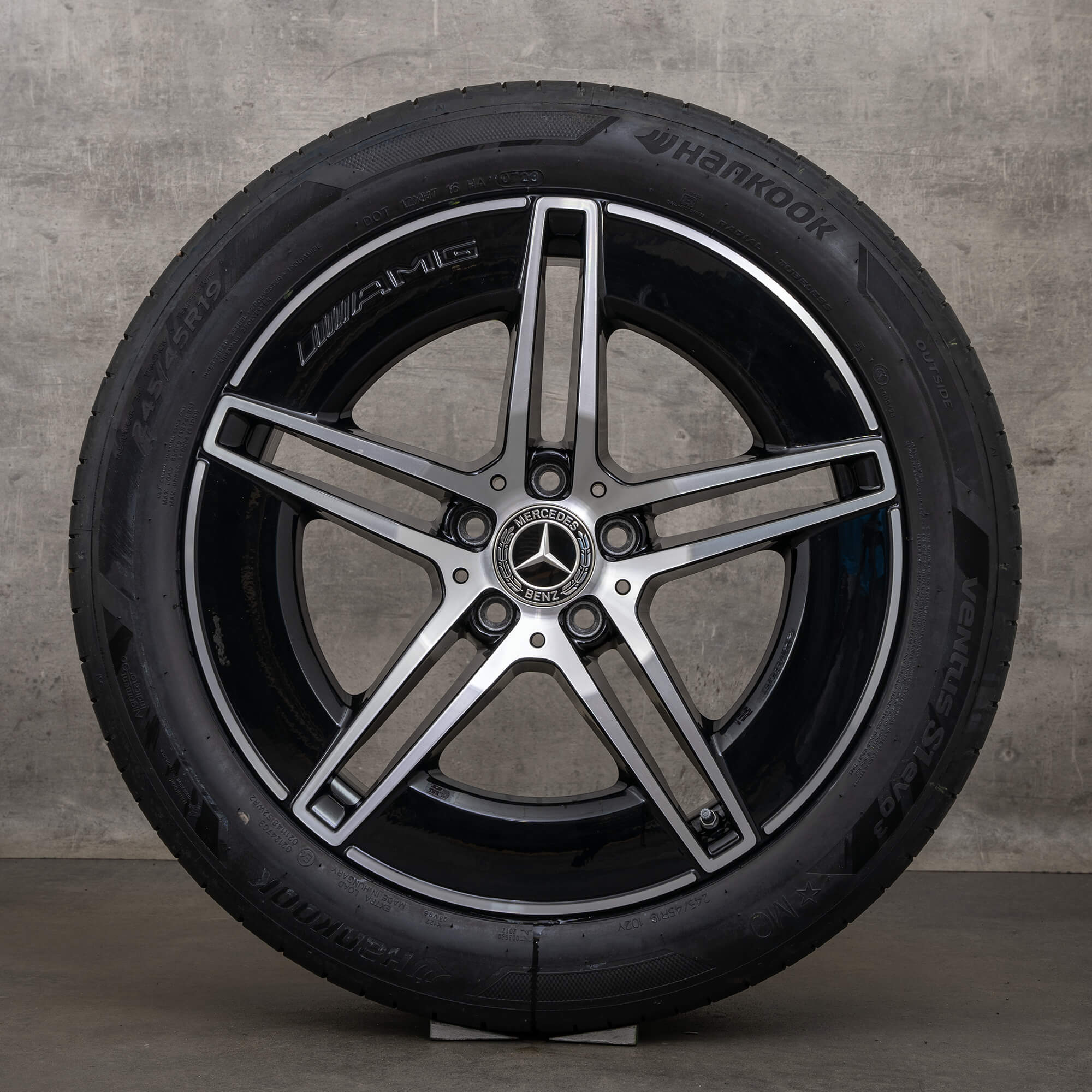 Originale Mercedes Benz E-Klasse AMG fælge 19 tommer W214 S214 sommerhjul A2144010300 sort højglans