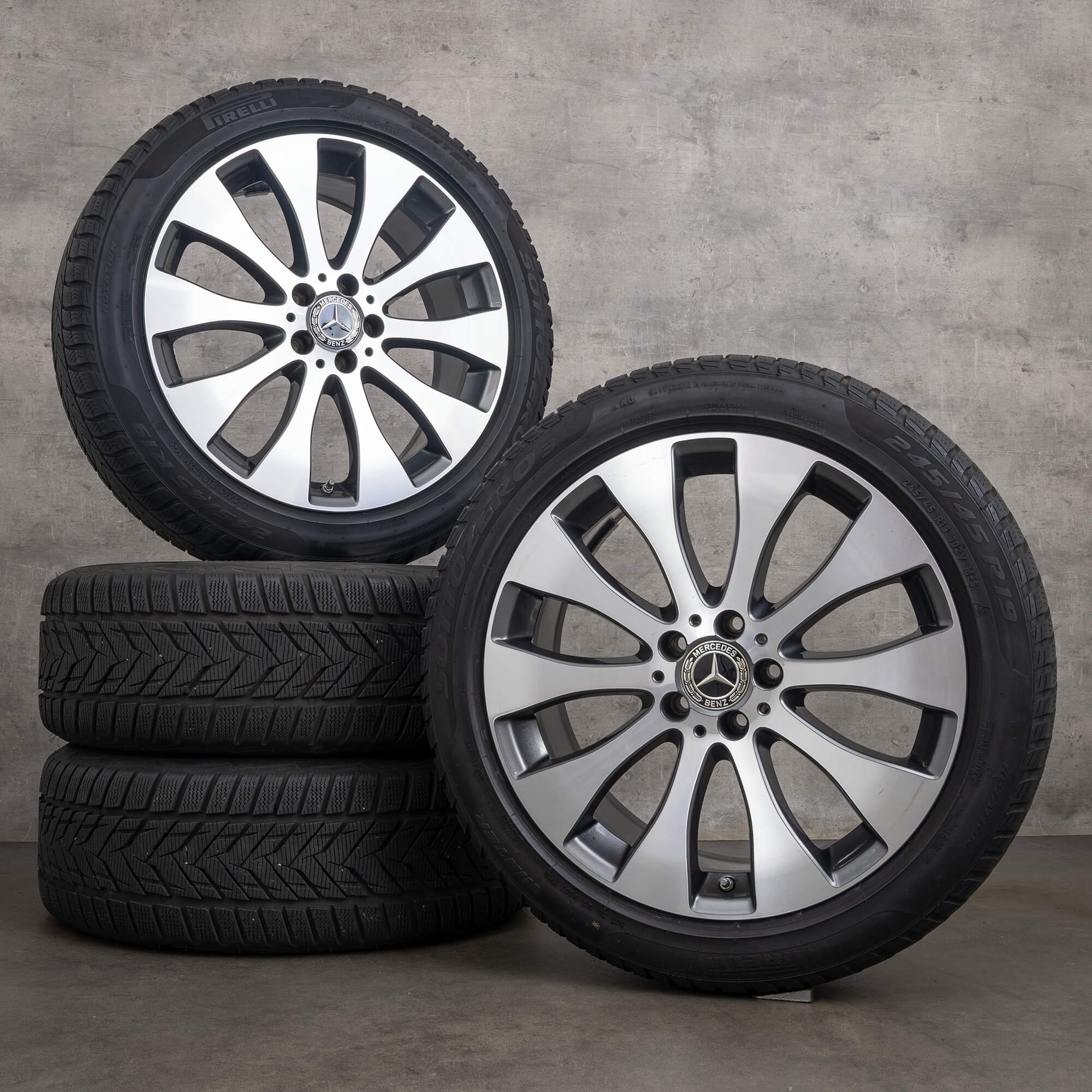 Originální zimni alu kola Mercedes Benz třídy E 19" AllTerrain X213 disky A2534012200 himalaya šedé lesklé soustružené pneumatiky