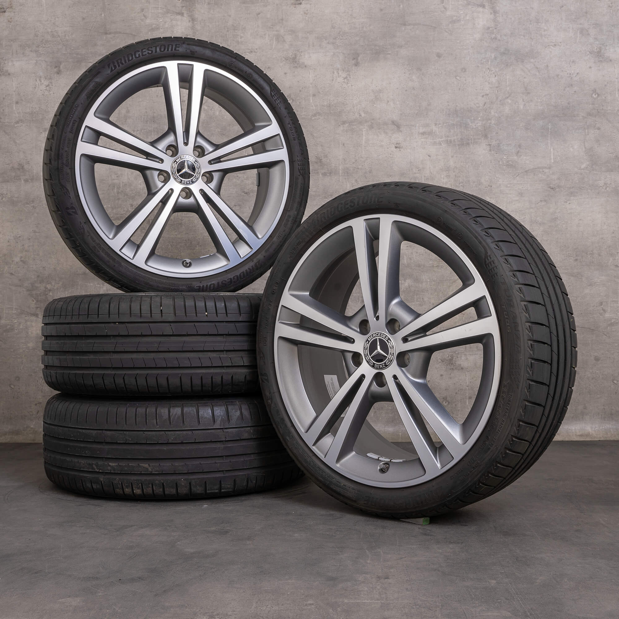Original Mercedes Benz A B Klasse CLA Felgen 19 Zoll W177 V177 W247 C118 X118 Sommerräder A1774010800 himalaya grey glanzgedreht
