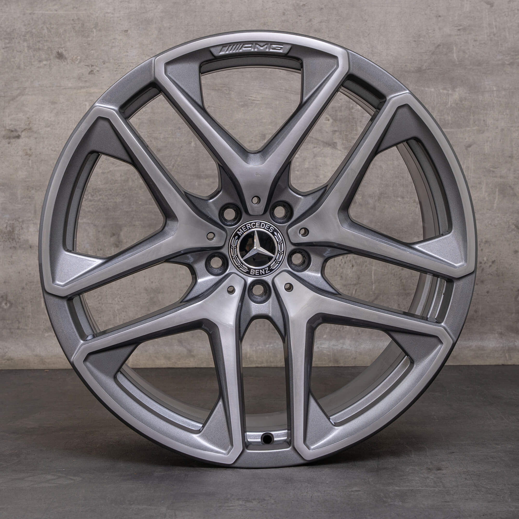 1x Äkta Mercedes Benz GLC 63 & S AMG 20 tums X253 C253-fälg A2534013700 himalaya grå blank svarvad