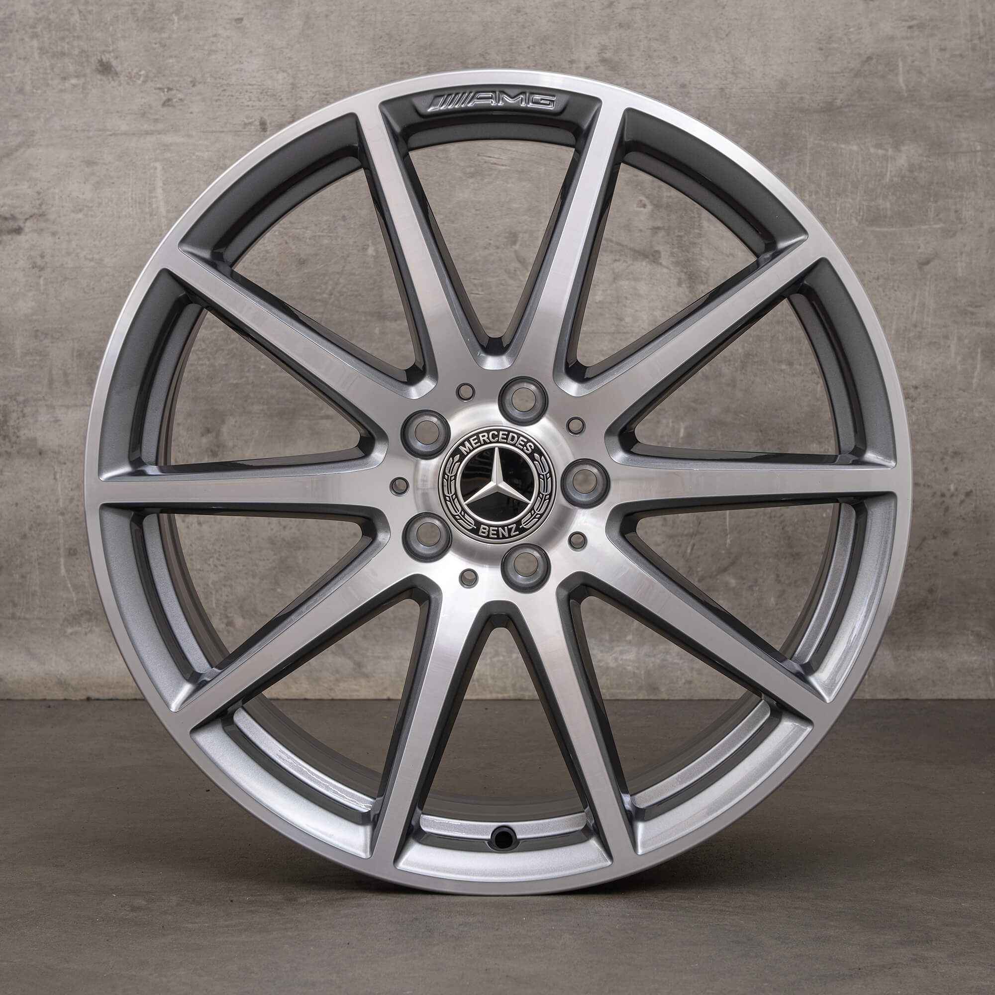 Originale Mercedes Benz C-Klasse AMG C63 S E Performance fælge 19 tommer W206 S206 A2064016900 A2064012800 himalaya grey glossy turned NEW