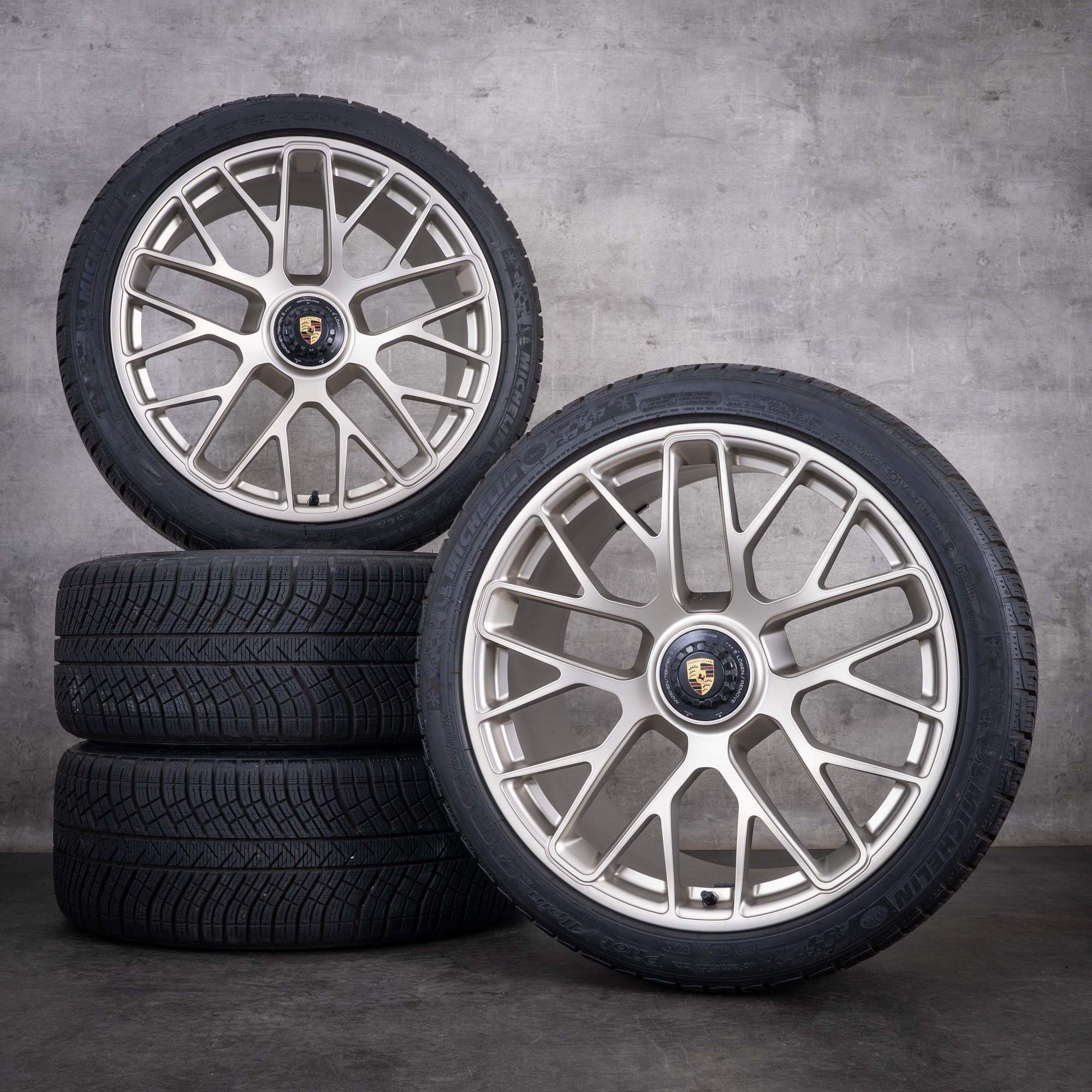Original Porsche 991 Winterräder 20 Zoll 991 II Targa 4 GTS Turbo Felgen 99136216234 99136216634 weißgold matt