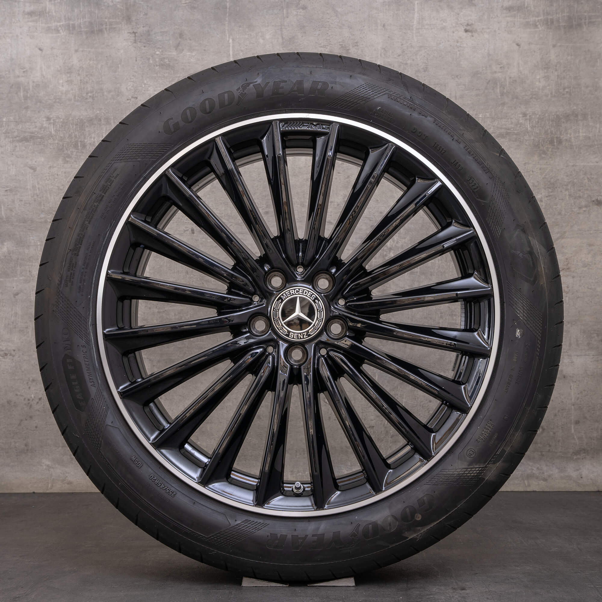 Jantes genuínas Mercedes Benz GLC AMG de 20 polegadas X254 C254 rodas verão A2544010800 pretas alto brilho torneadas