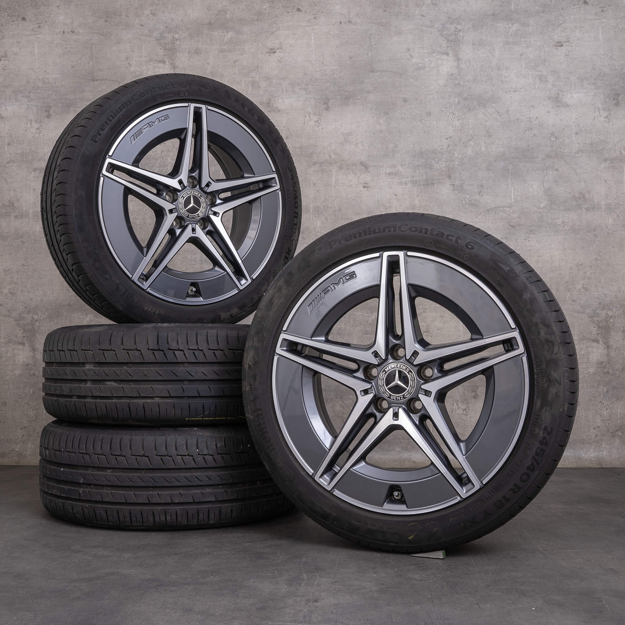 Genuine Mercedes Benz Classe C AMG cerchi 18 pollici W206 S206 ruote estive A2064011700 A2064011800 himalaya grigio lucido tornito