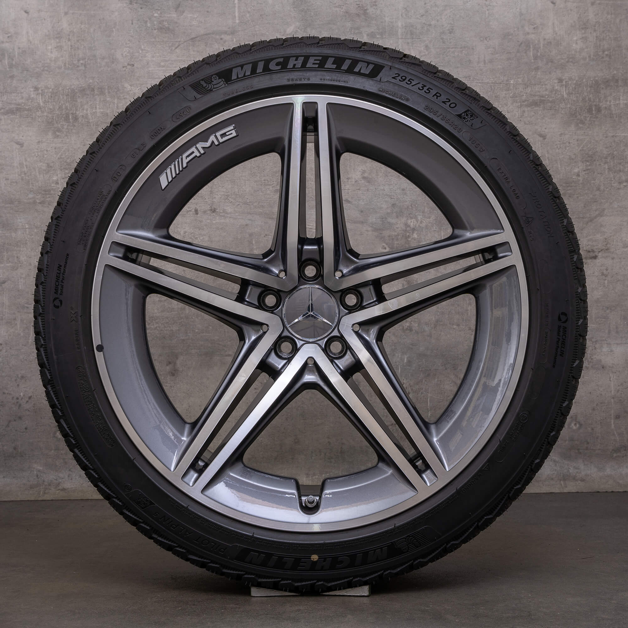 Oryginał Mercedes Benz AMG GT 43 53 63 S 4Matic+ & E Performance opony zimowe 20 cali X290 felgi 4-drzwiowe A2904011800 A2904010500 szary himalaya Polerowane wykończenie