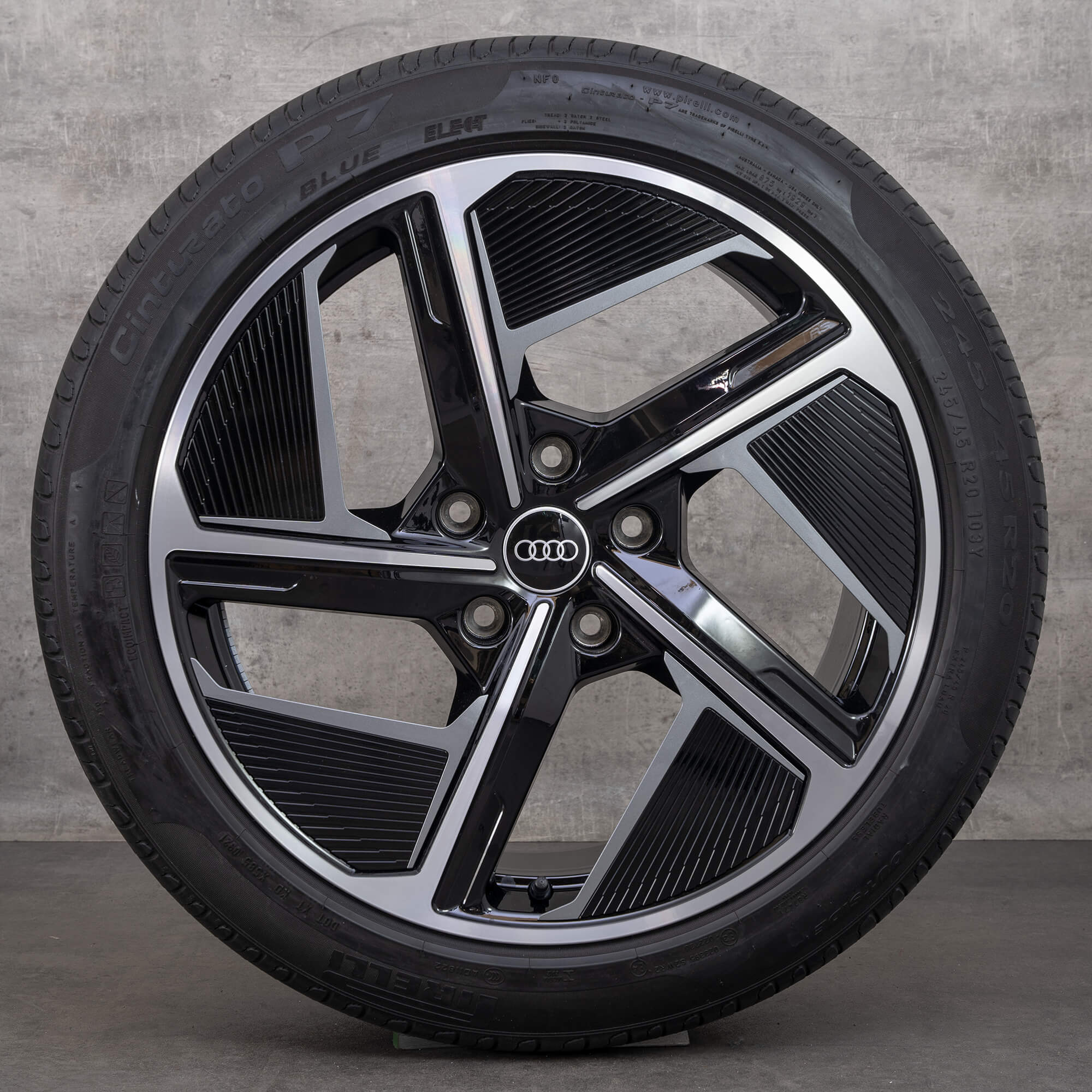 Originale Audi e-tron GT RS fælge 20 tommer FW Sommerrder Aero 4J3601025F 4J3601025H sort blank drejet NYT