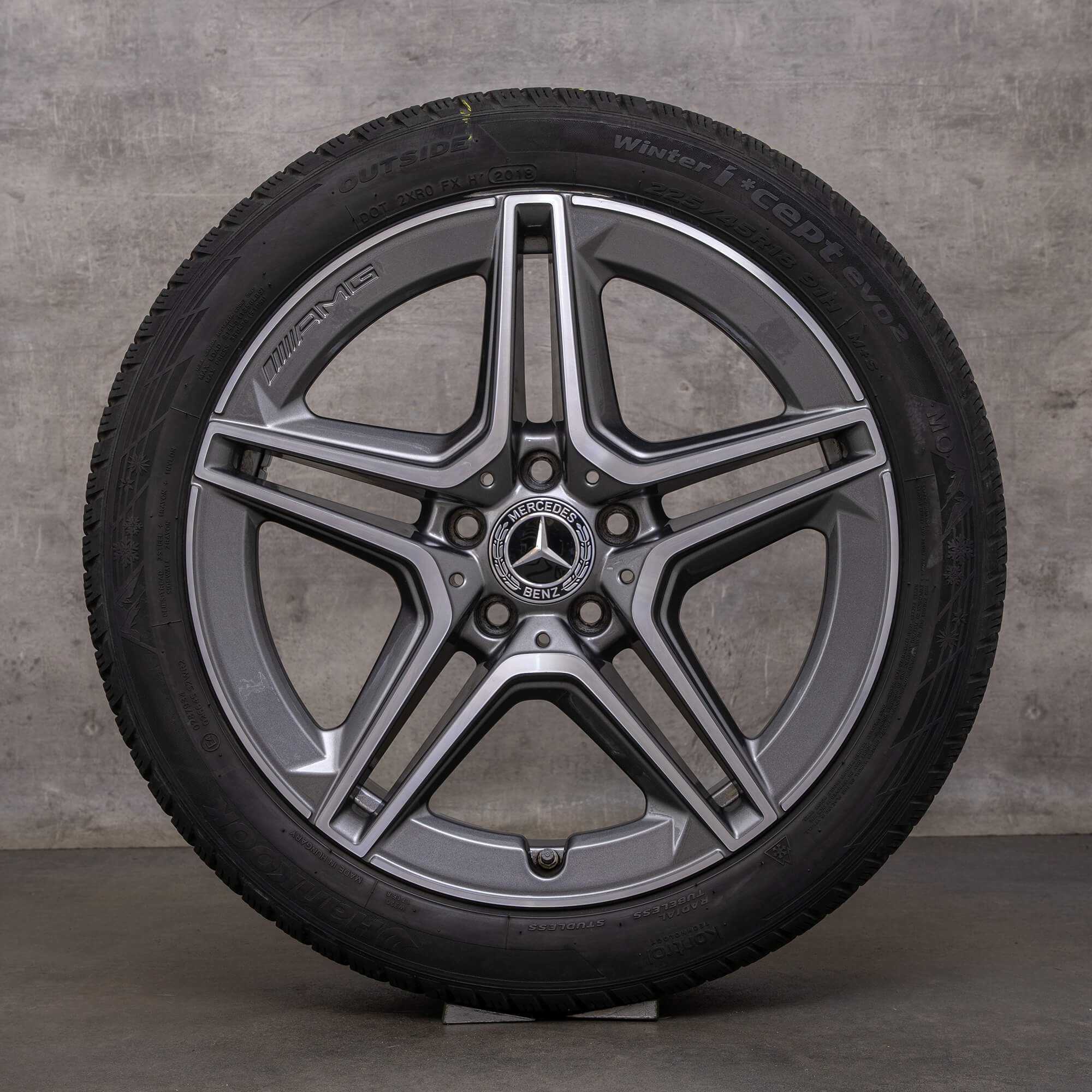 Original AMG Mercedes Benz A B Class CLA roues d'hiver 18 pouces W177 V177 W247 X118 C118 jantes A1774011500 noir brillant