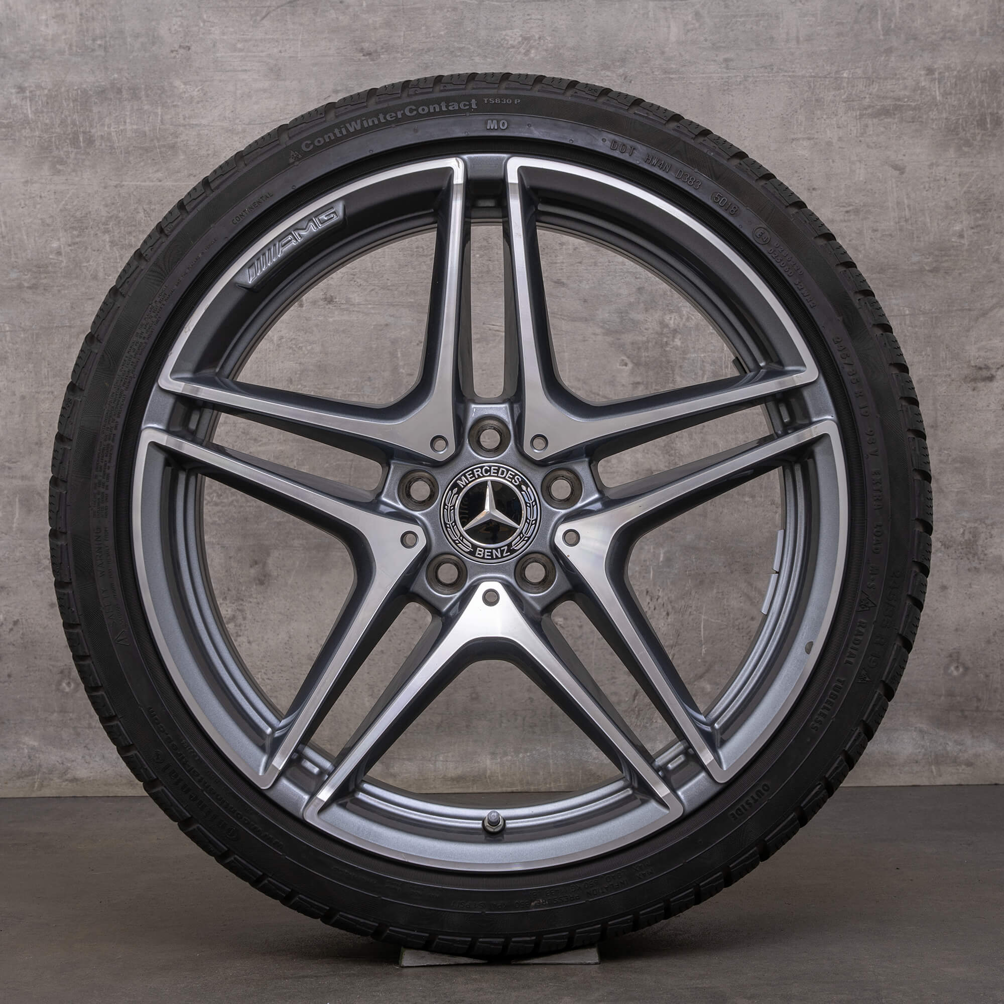 Original Mercedes Benz C-Klasse C63 & S AMG Winterräder 19 Zoll W205 S205 Felgen A2054011900 A2054012000 himalaya grey glanzgedreht