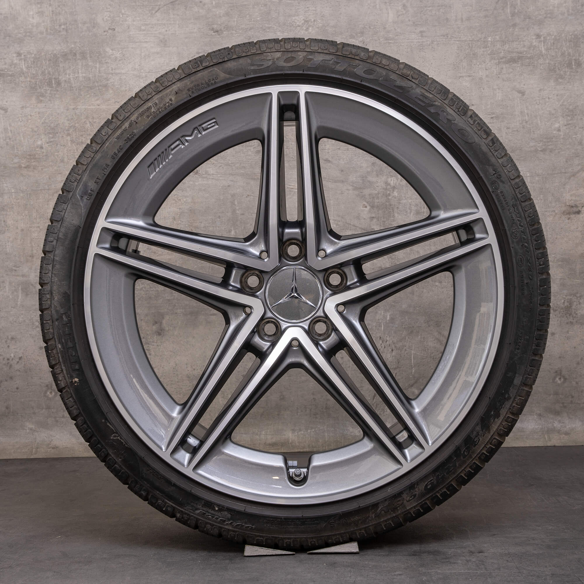 Originale Mercedes Benz C-Klasse C63 & S AMG vinterhjul 19 tommer C205 A205 fælge A2054012001 A2054012101 himalaya grey gloss turned
