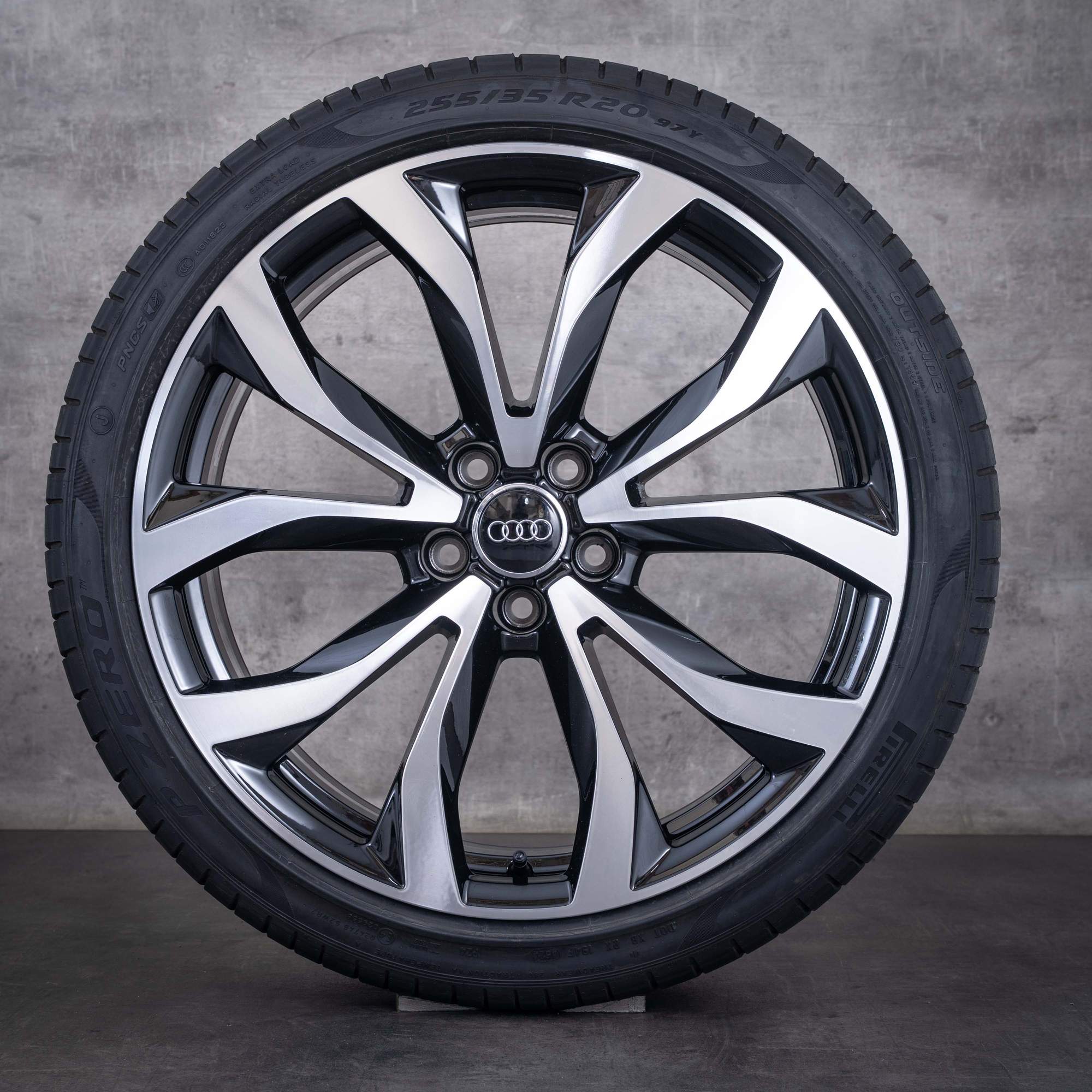 Ruote invernali originali Audi A6 S6 da 20 pollici cerchi 4G C7 4G0601025G neri parte anteriore diamantata NUOVE
