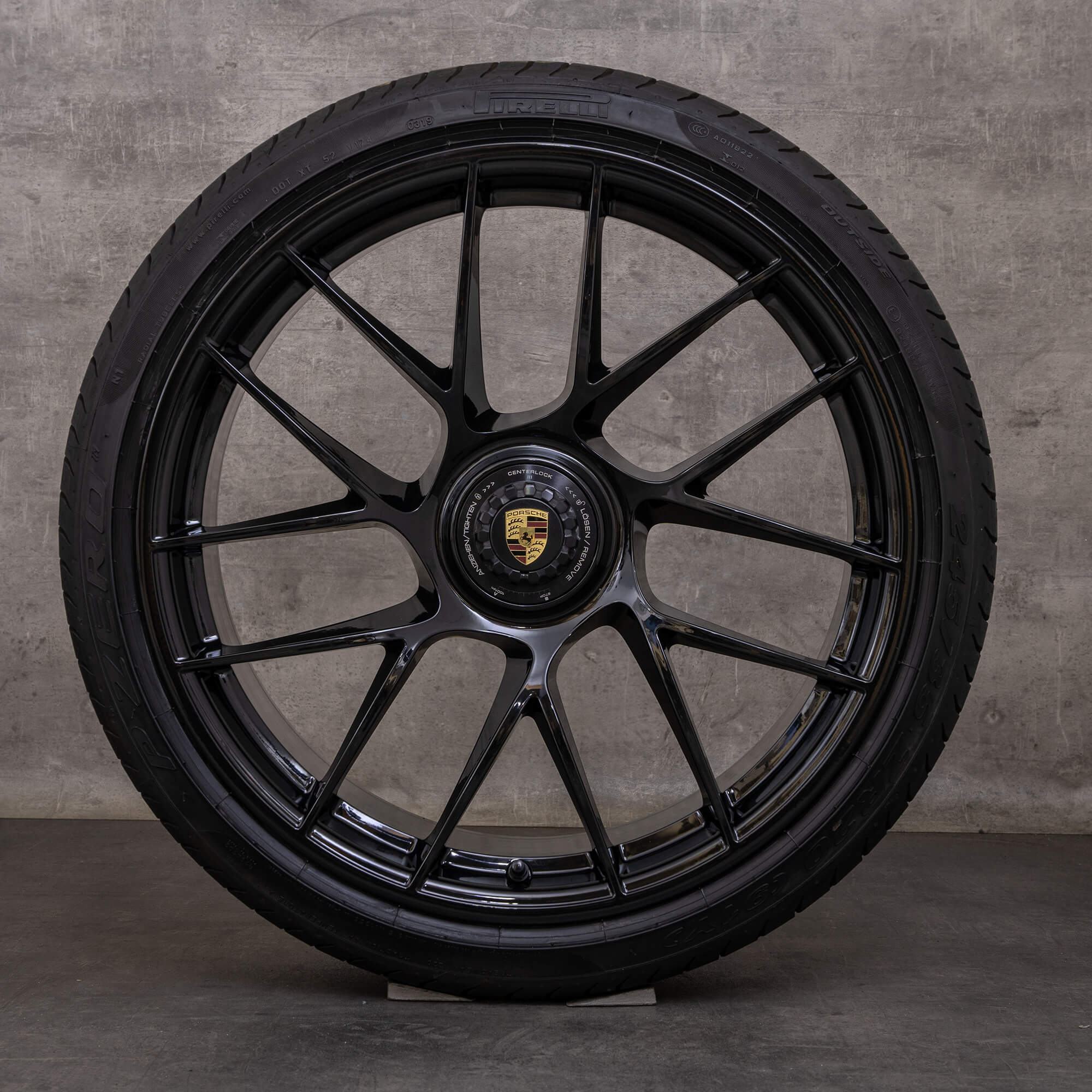 Originale Porsche 911 fælge 20 tommer 991 II Turbo S sommerdæk 99136272100 99136277100 sort blank