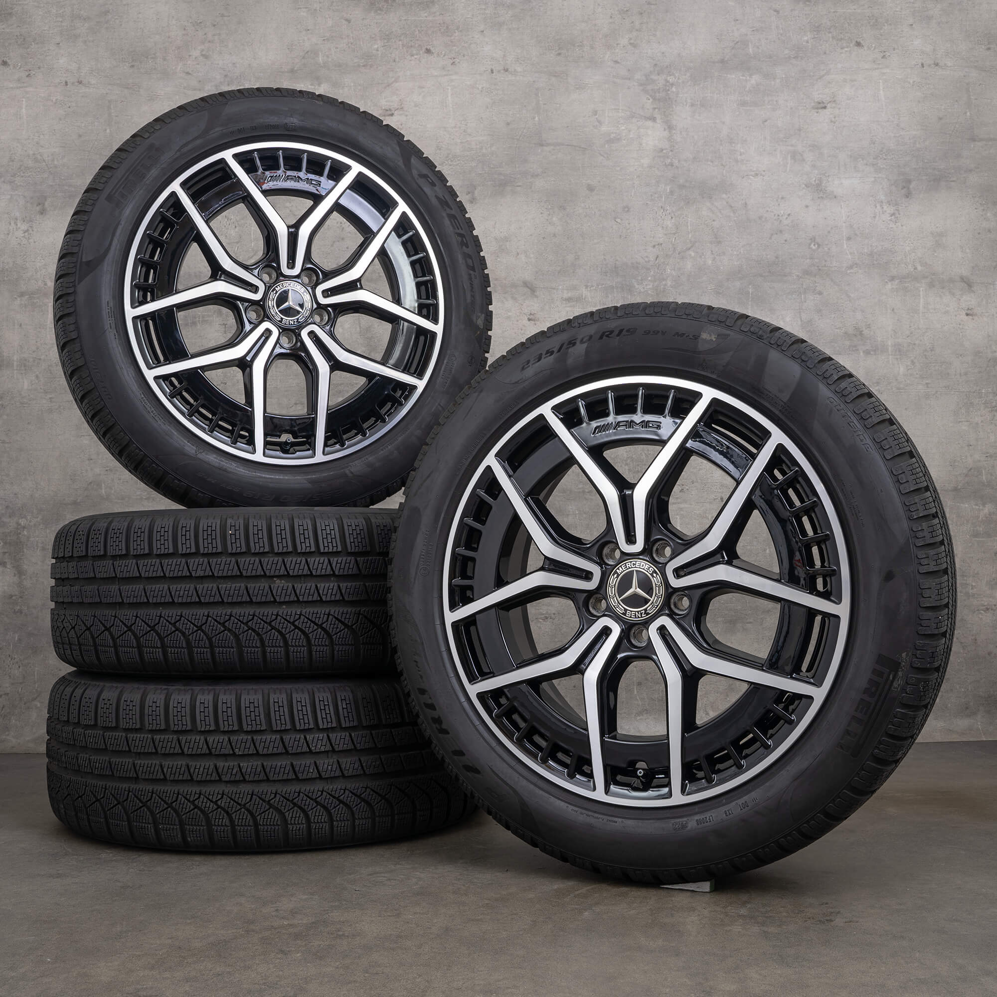 Alkuperäiset Mercedes Benz EQA EQB AMG talvirenkaat 19 tuuman H243 X243 vanteet A2434010500 musta kiillotettu
