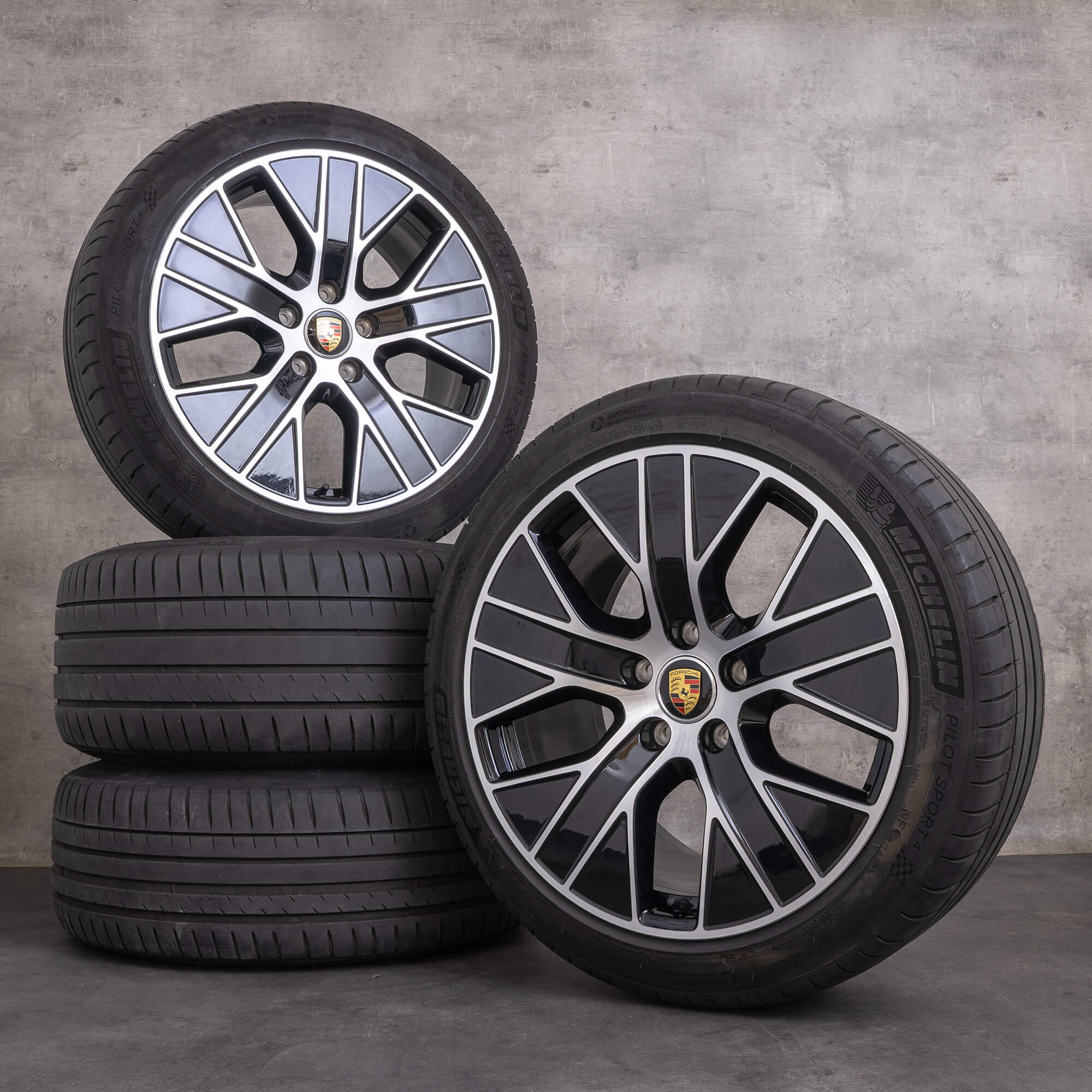 Jantes originales Porsche Taycan 20 pouces 9J1 Sommerrder 9J1601025J 9J1601025K noir brillant