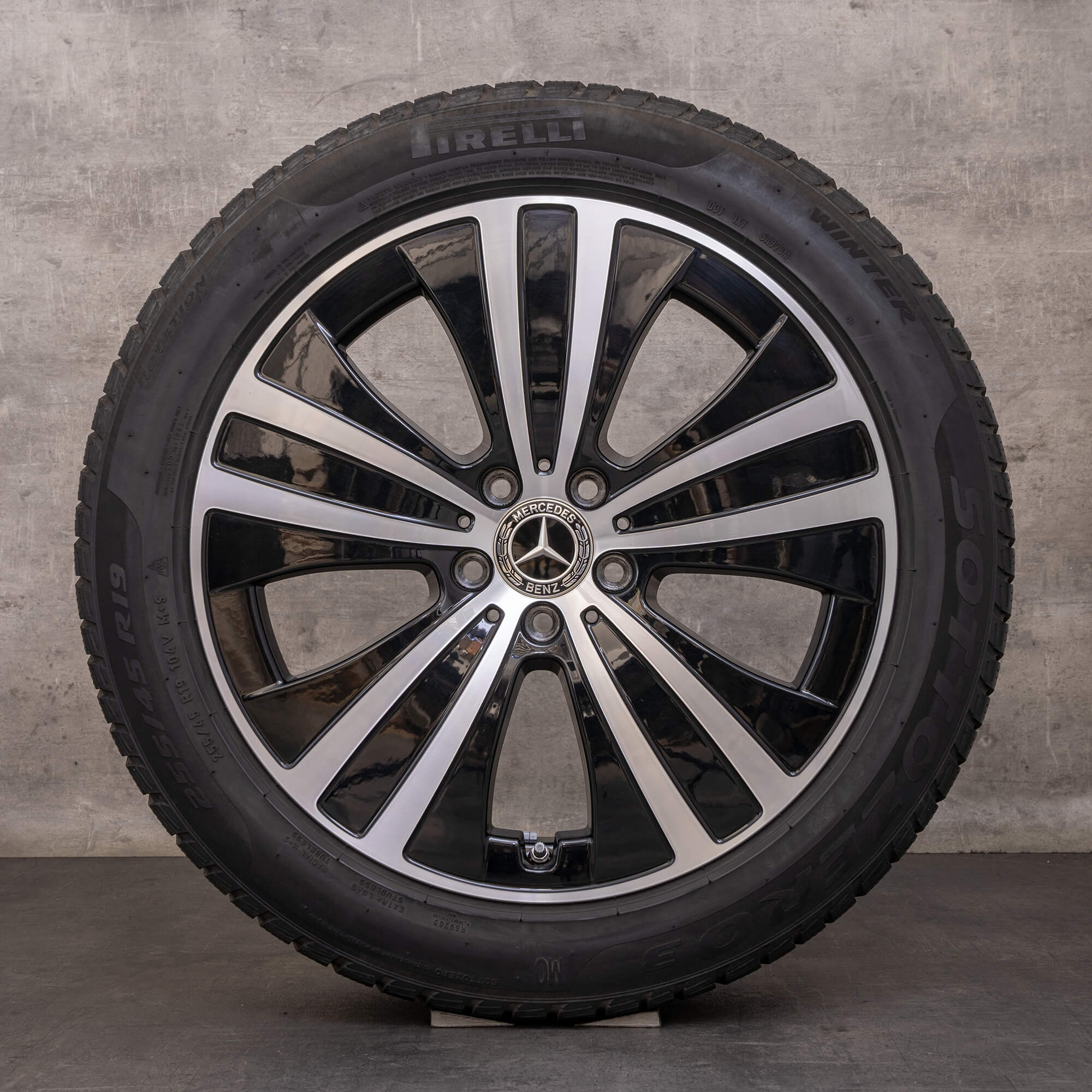 Orijinal Mercedes Benz EQE kış jant lastik 19 inç V295 jantlar A2954011200 siyah parlak tornalanmış