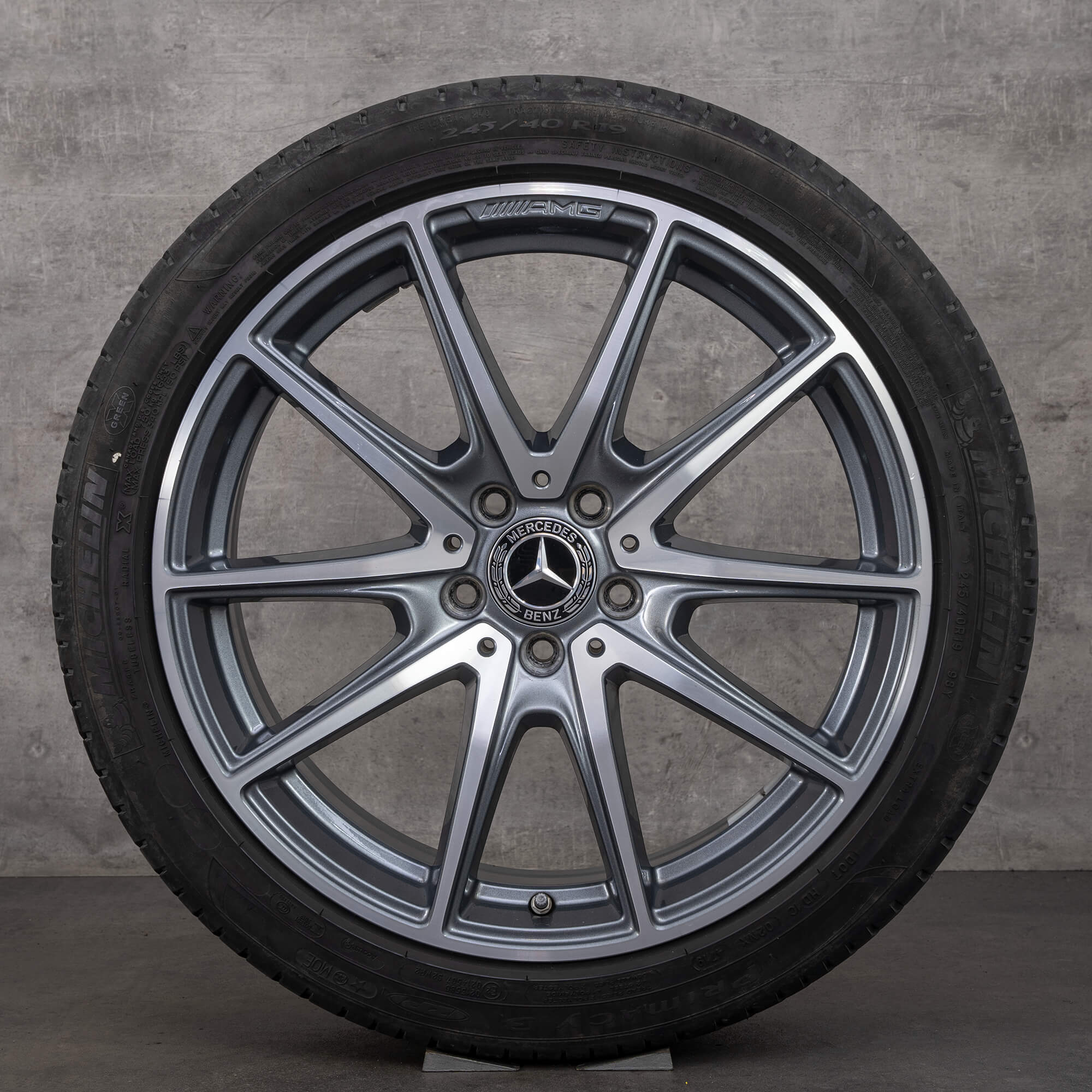 Llantas originales Mercedes Benz Clase E AMG de 19 pulgadas W213 S213 C238 A238 neumáticos verano A2134017300 gris himalaya brillante torneado NUEVO