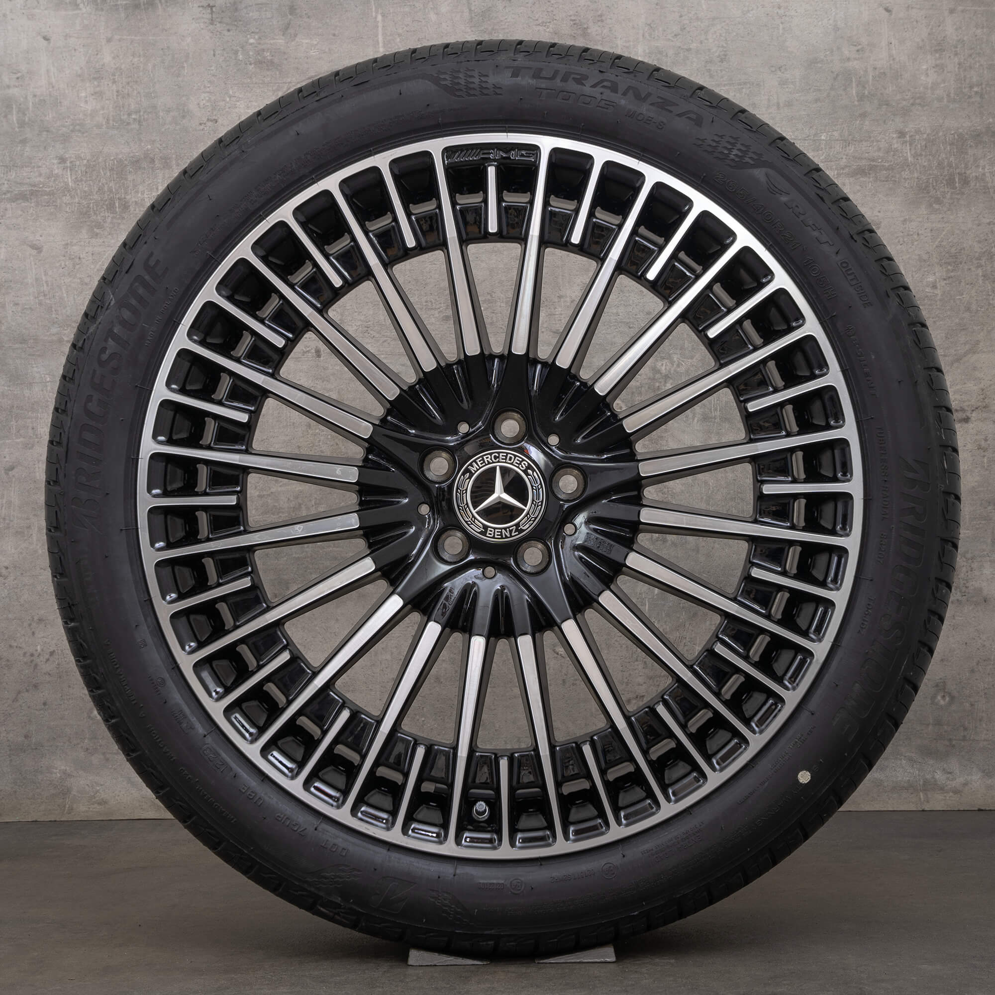 Original Mercedes Benz EQS AMG roues d'été 21 pouces limousine V297 jantes A2974011500 noir brillant