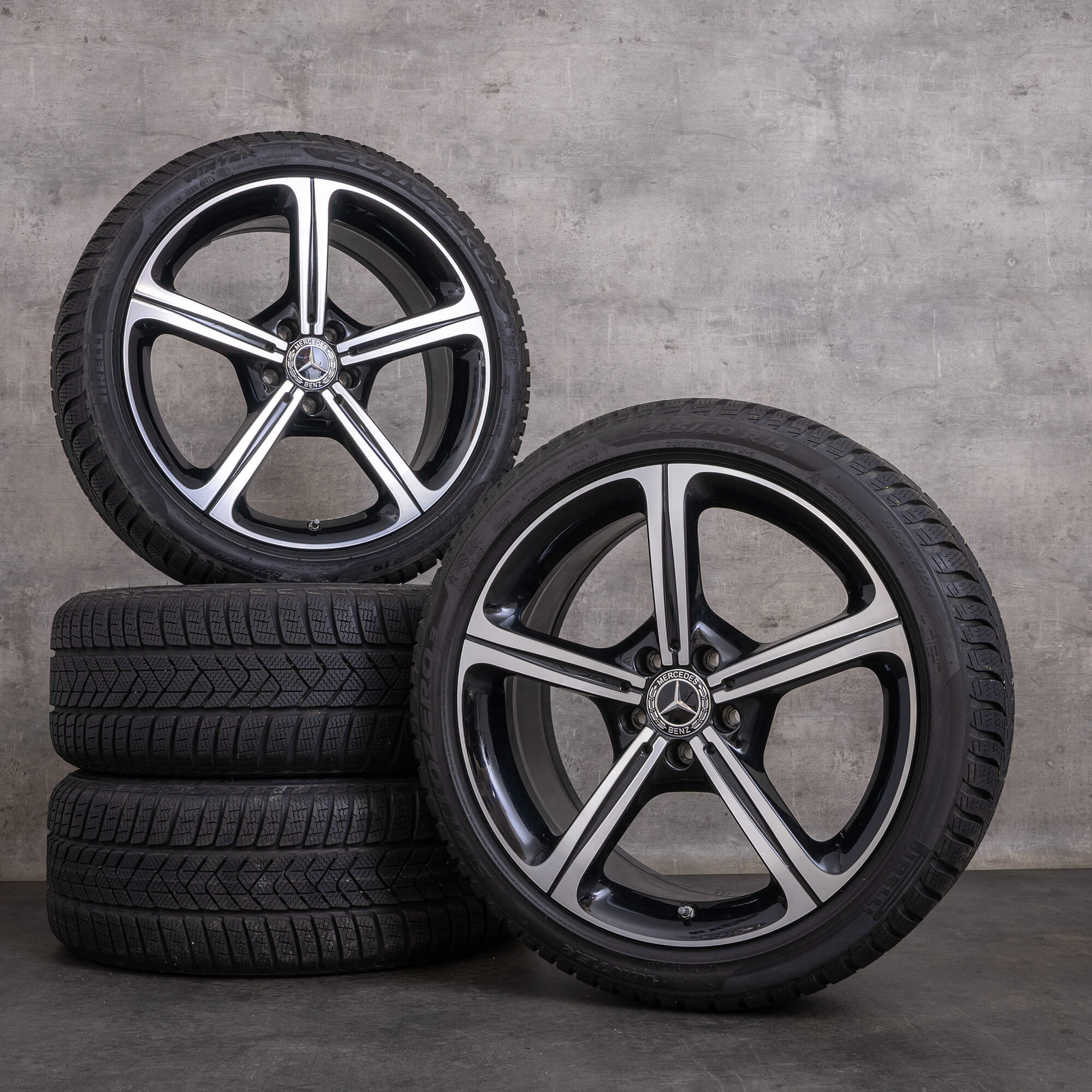 Oryginalał Mercedes Benz CLS koła zimowe 19 cali C257 felgi A2574011000 czarne polerowane toczone