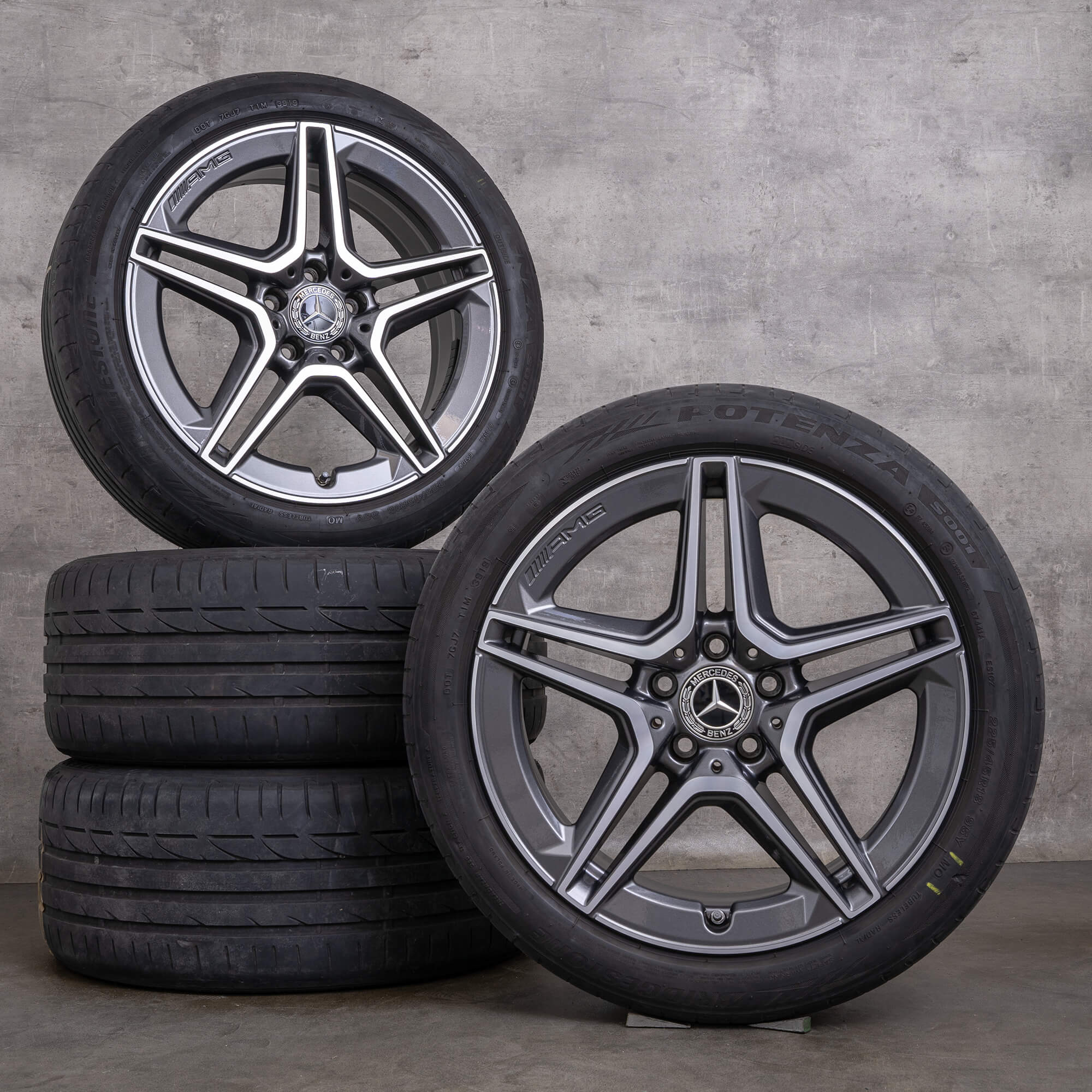Original Mercedes Benz C-Klasse AMG Felgen 18 Zoll W205 S205 C205 A205 Sommerräder A2054019500 A2054019600 himalaya grey glanzgedreht
