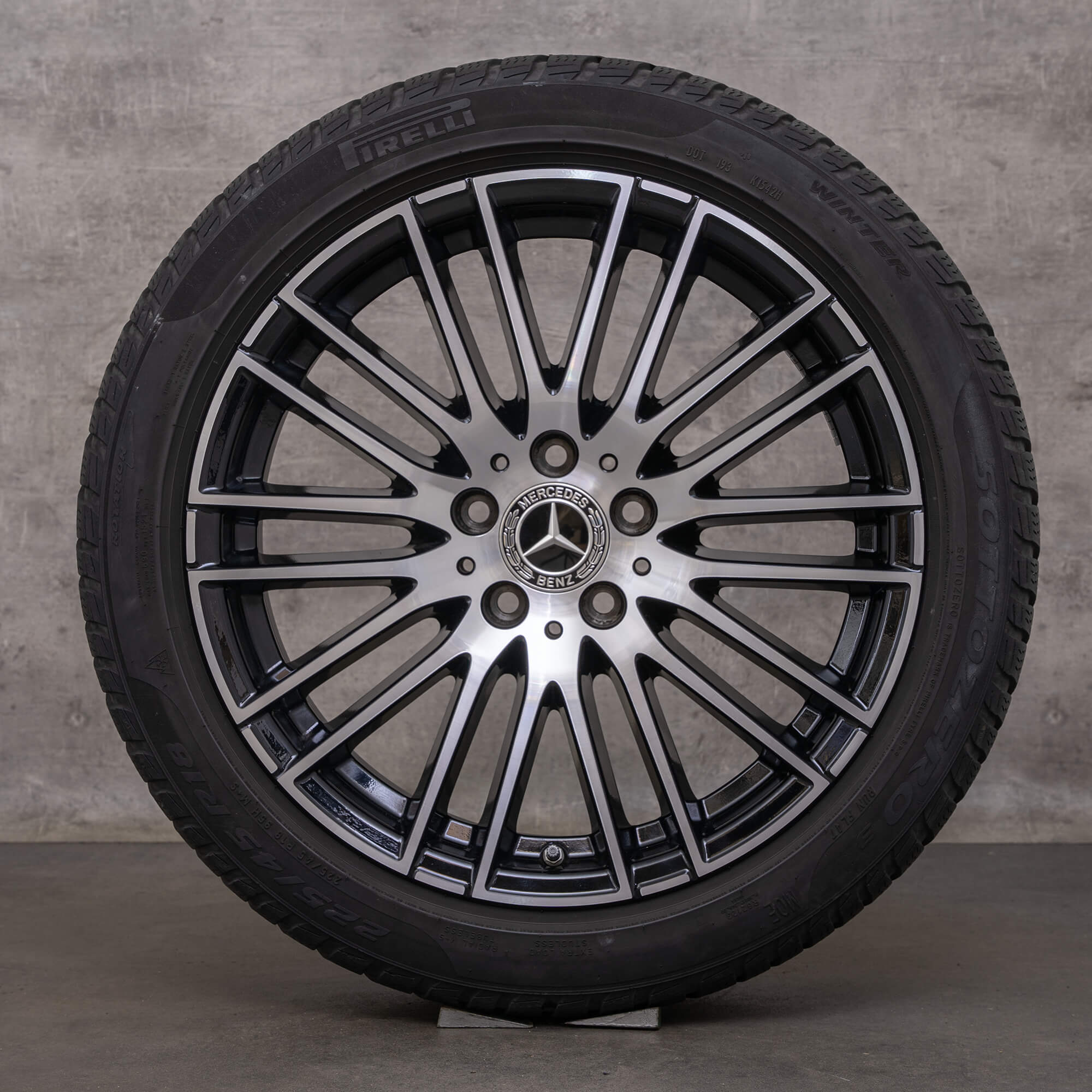 Orijinal Mercedes Benz C-Serisi kış jantları 18 inç W206 S206 jantlar A2064014900 siyah parlak tornalanmış