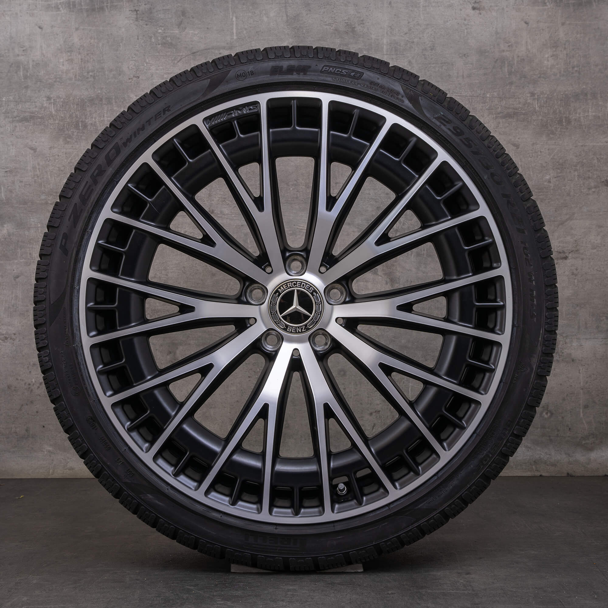Oryginał Mercedes Benz EQE 43 53 AMG koła zimowe 21 cali V295 4Matic felgi A2954012900 A2954013000 czarny mat Polerowane wykończenie