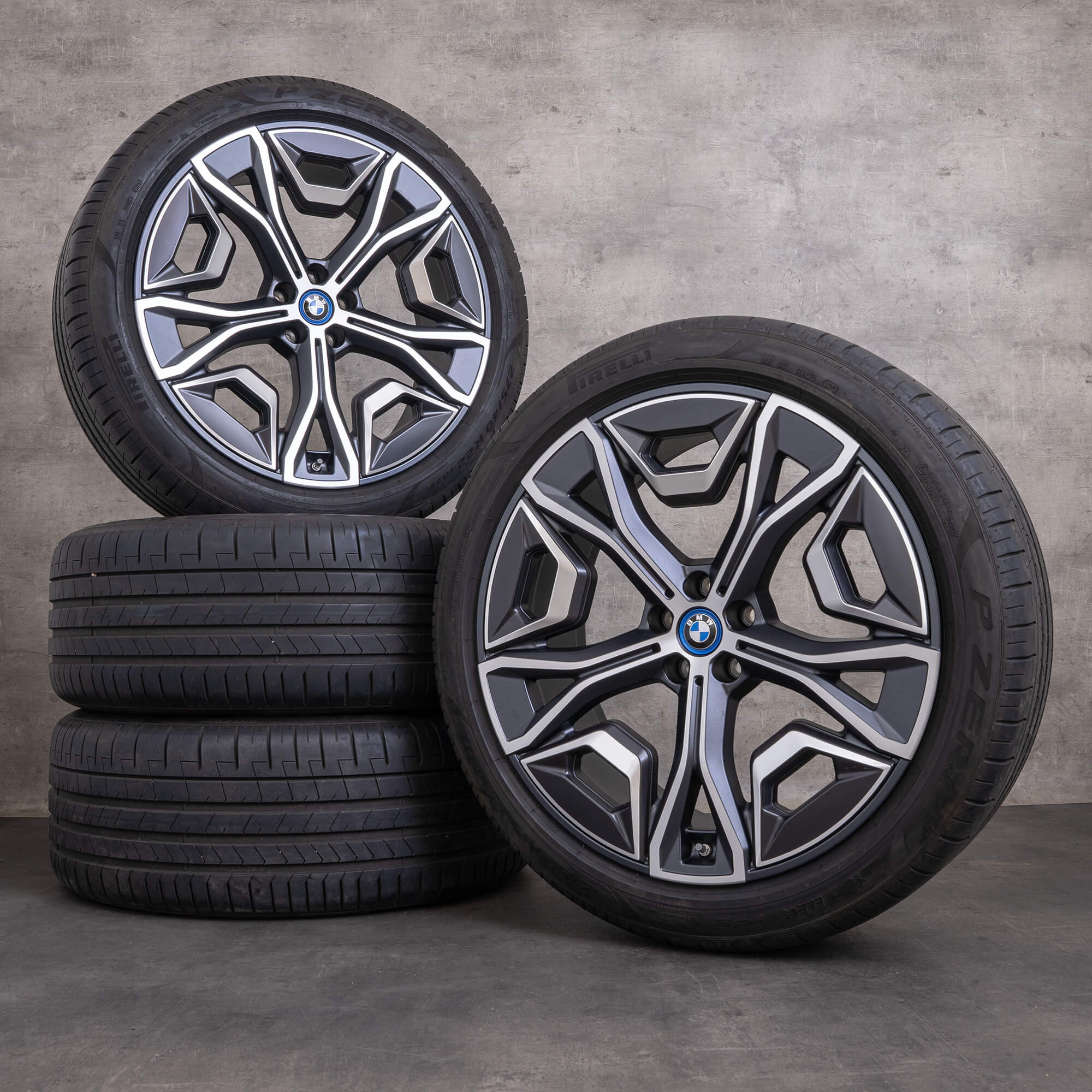Original BMW iX Felgen 22 Zoll i20 Sommerräder Styling 1021 5A02659 bicolor frozen midnight glanzgedreht