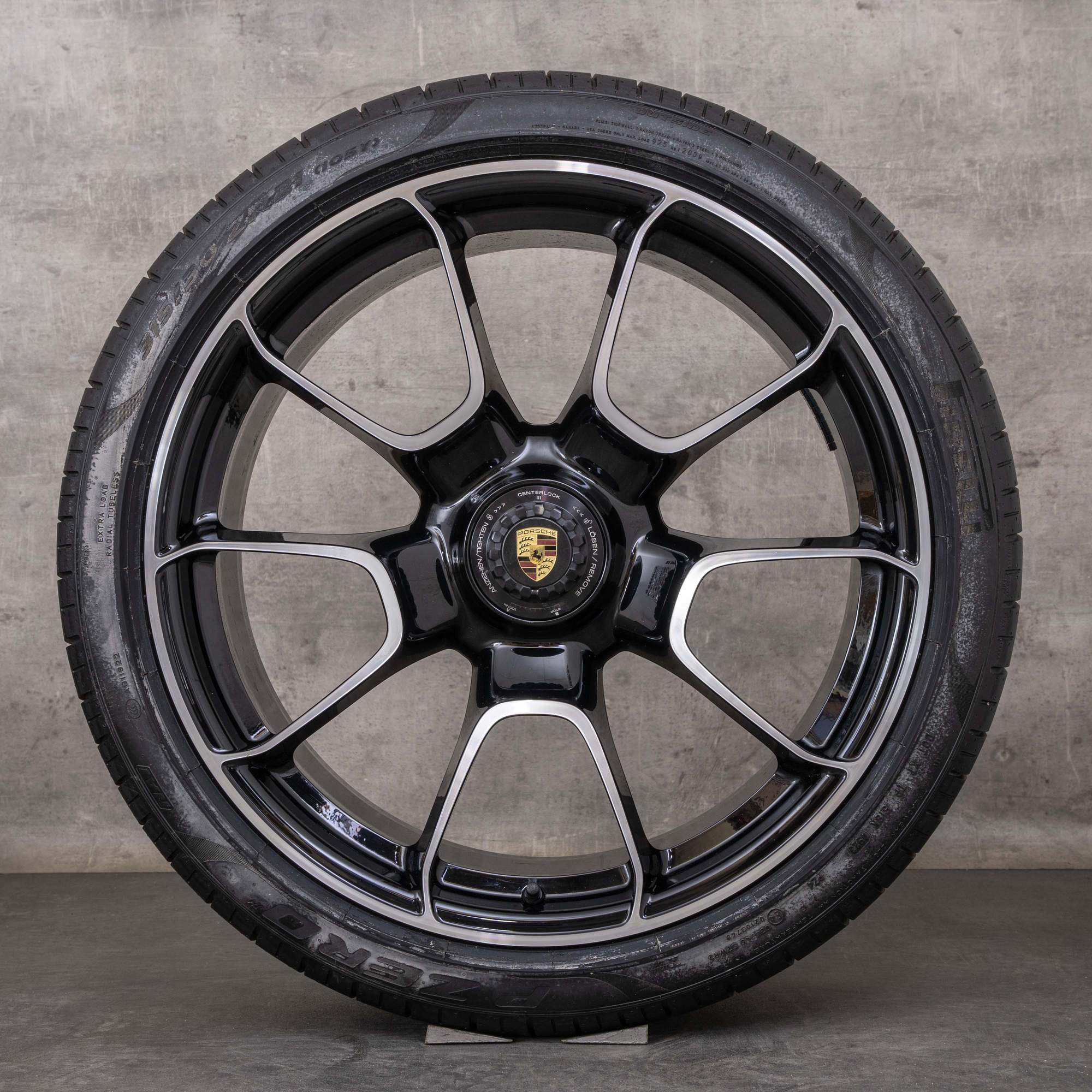 Oryginał Porsche 992 I koła zimowe 20 21 cali Turbo S Felgi 992601025AF 992601025AG czarne Polerowane