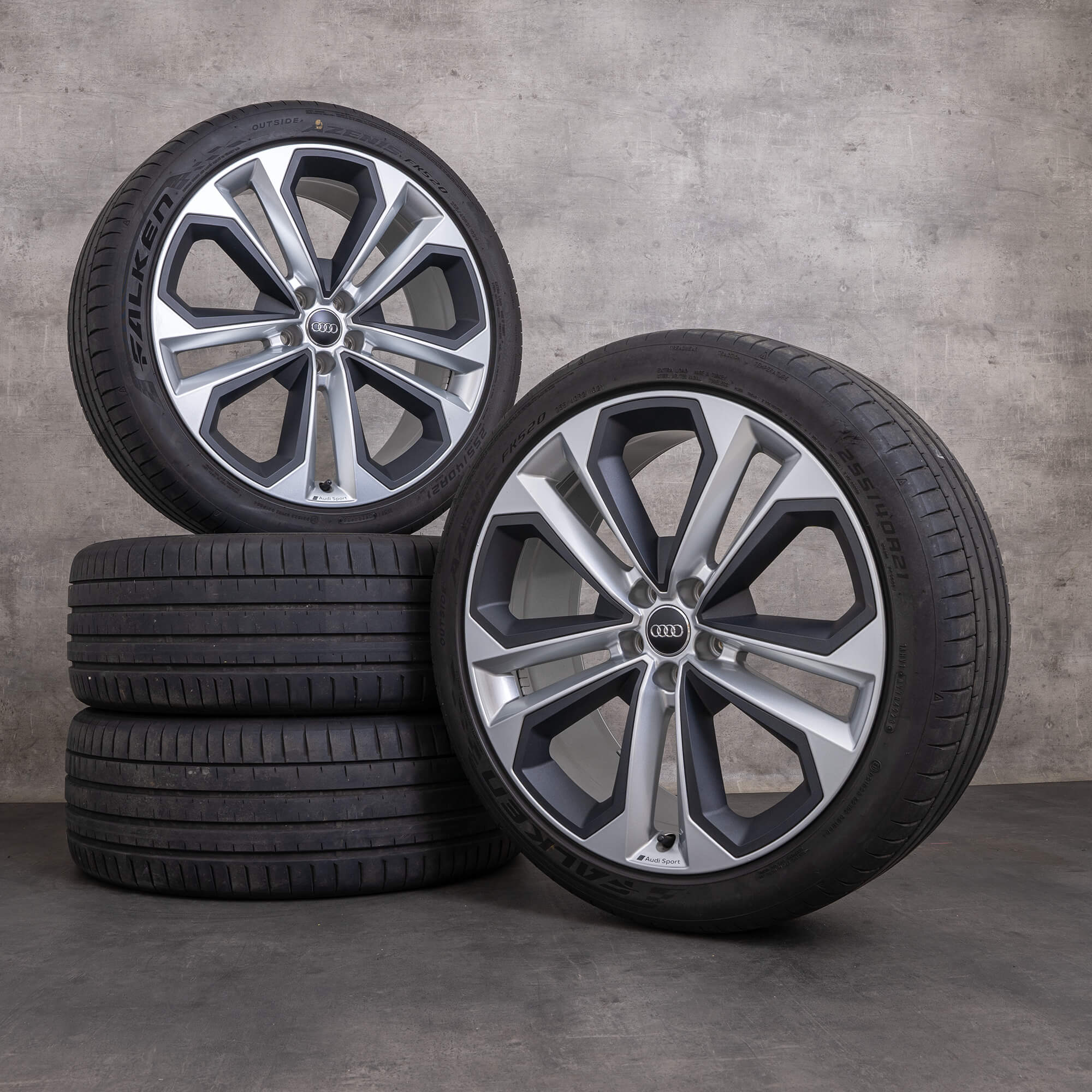 Originale Audi Q5 SQ5 felger 21 tommers FY sommerhjul 80A601025AS sølv titan polert