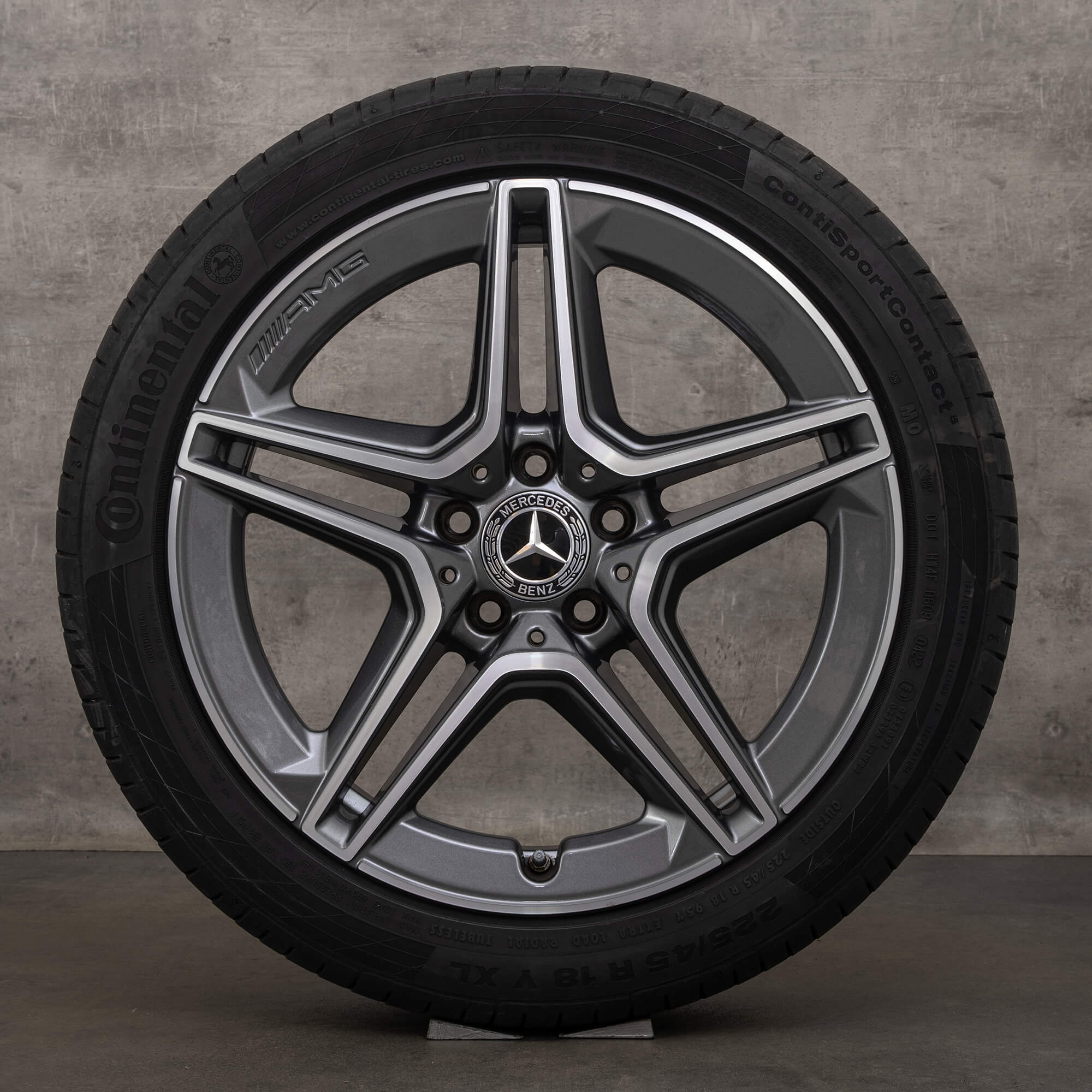 Alkuperäiset AMG Mercedes Benz C Class C43 vanteet 18 tuumaa C450 Sport W205 S205 C205 A205 kesävanteet A2054019900 A2054019600 himalajan harmaa