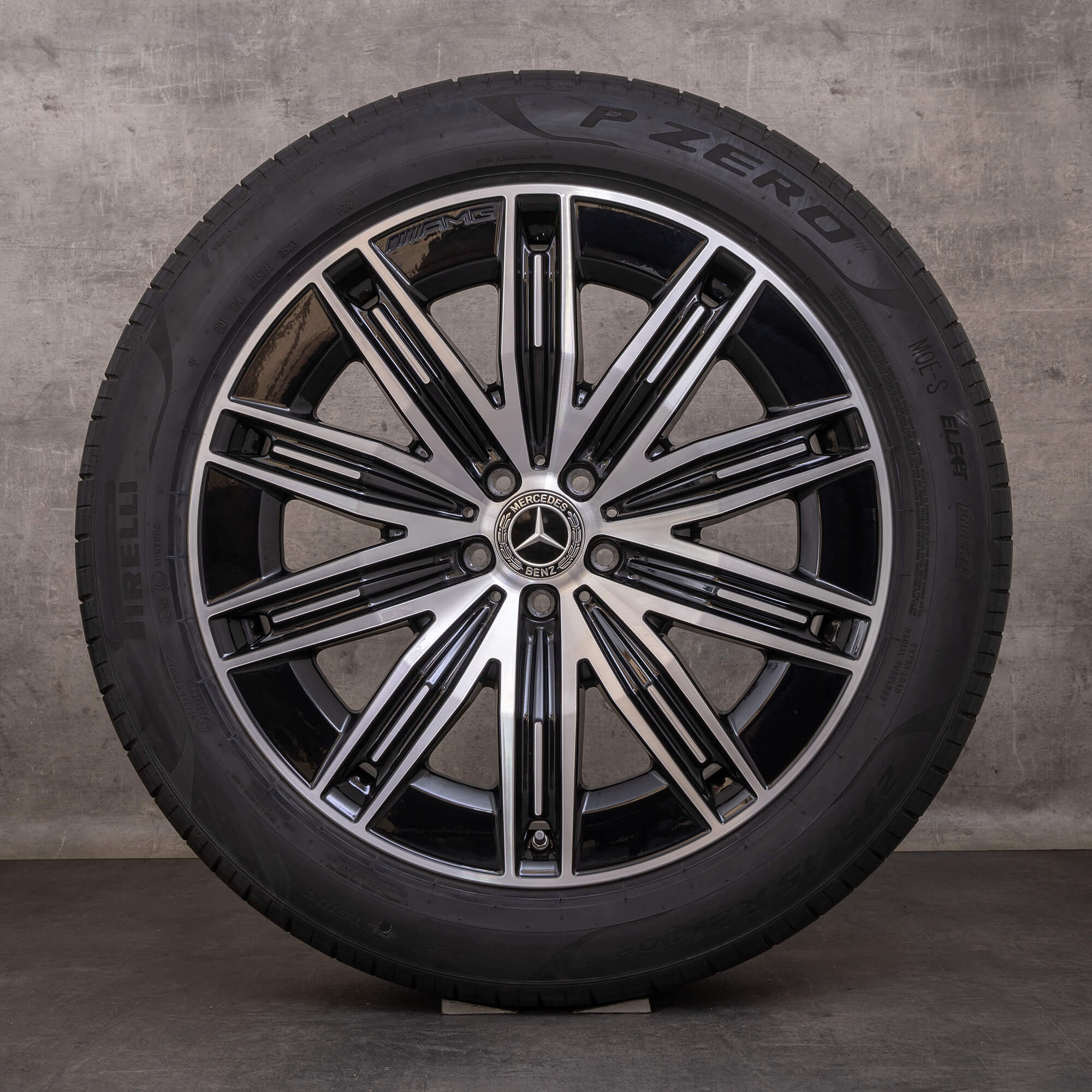 Oryginalne felgi Mercedes Benz EQS AMG 21 cali X296 letnie koła A2964011600 czarne polerowane toczone