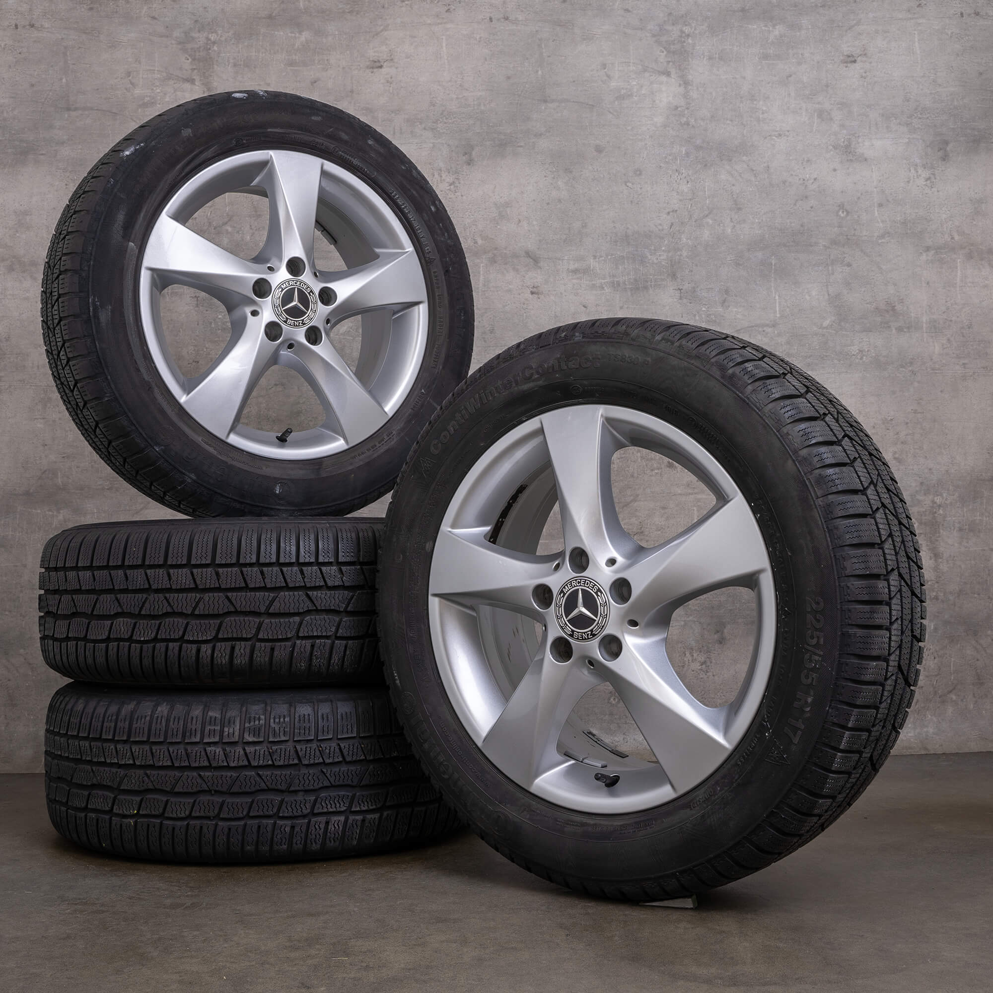Originální Mercedes Benz V-Class kompletni zimni alu kola 17 palců W447 Vito Viano 7 mm disky A4474012200 stříbrná