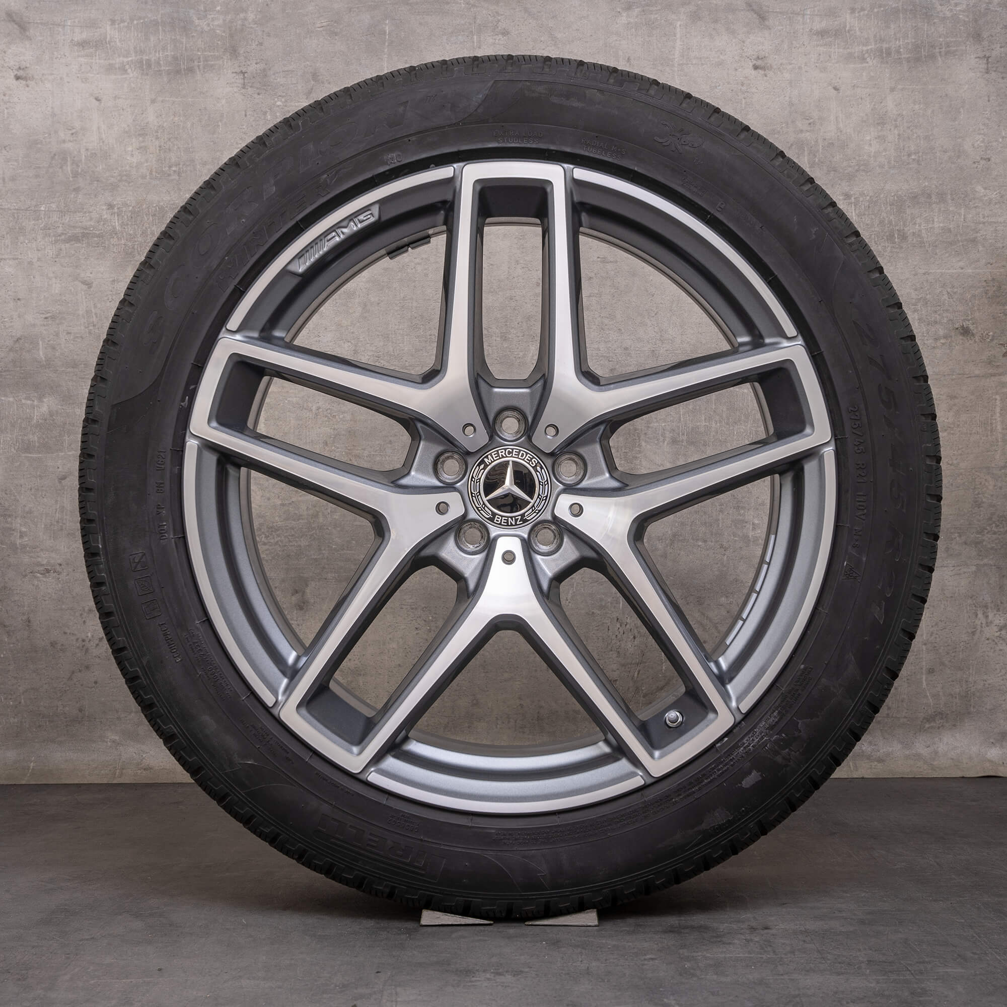 Oryginał Mercedes Benz GLE & 43 63 S AMG koła zimowe 21 cali C292 felgi A2924012900 A2924011700 himalaya szary Polerowane