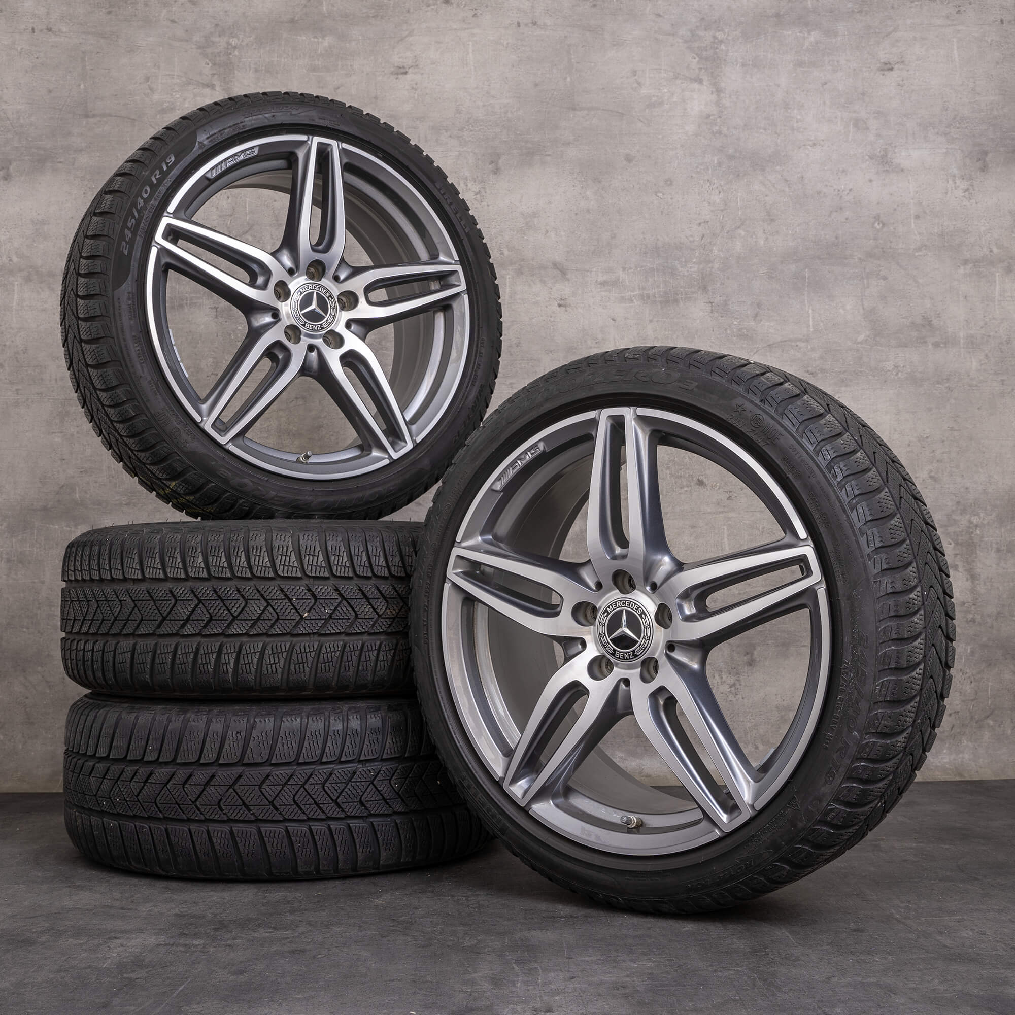 Genuine Mercedes Benz Clase E AMG llantas de invierno 19 pulgadas W213 S213 C238 A238 A2134012000 gris himalaya brillante torneado