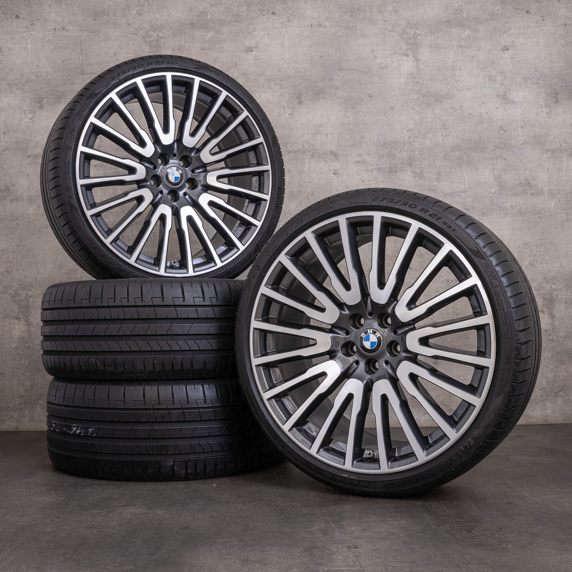 Jantes originais BMW Série 6 7 de 21 polegadas GT G32 G11 G12 jantes verão styling 629 6863112 6863113 orbit grey glossy turned